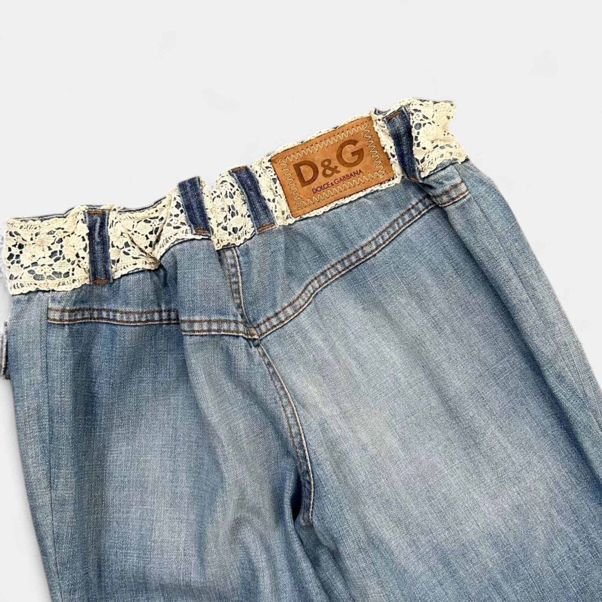Dolce & Gabbana Dolce & Gabbana 2000's Crochet Detail Blue Jeans Size 25" / US 0 / IT 36 - 6 Thumbnail