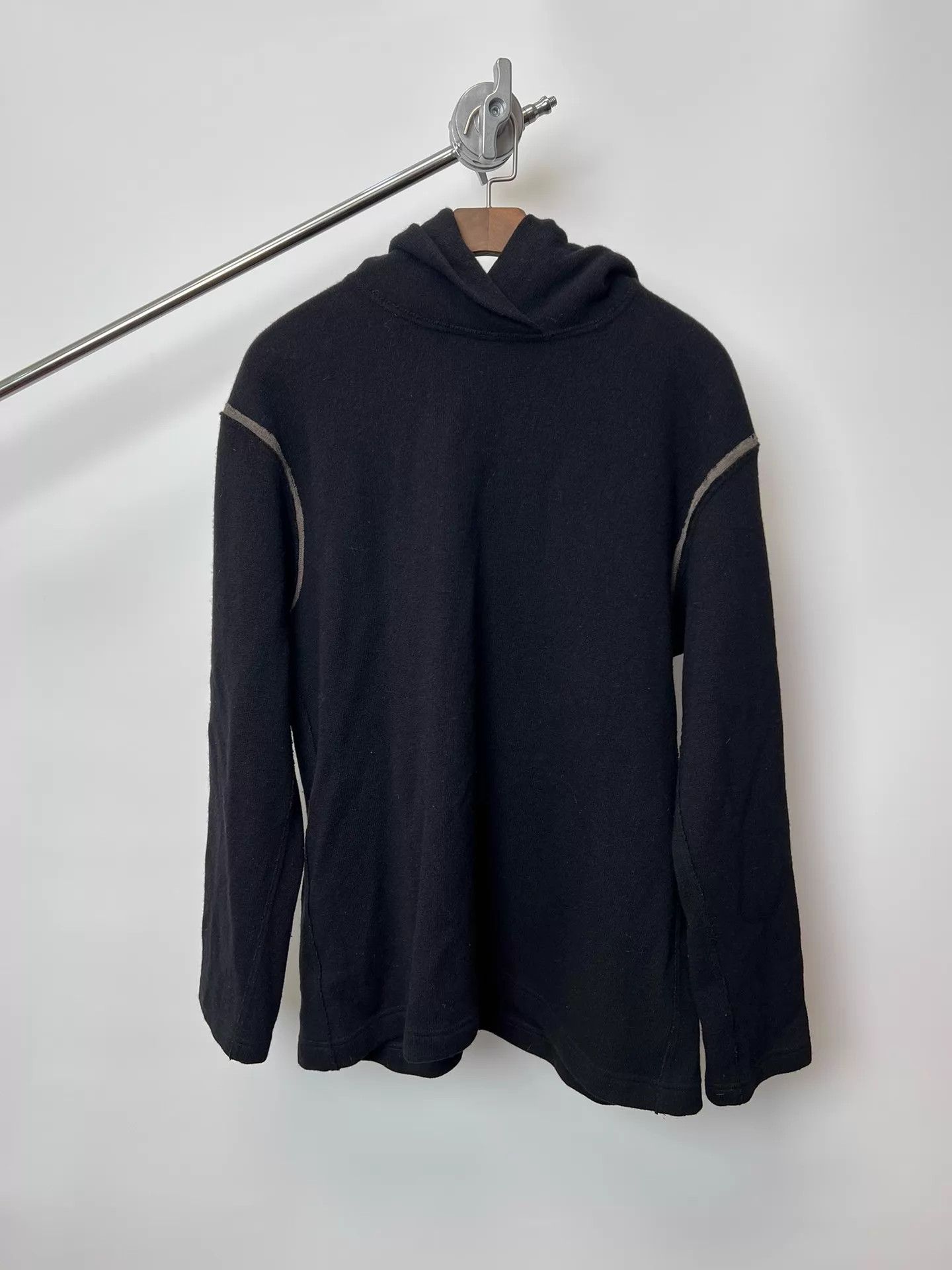 Yohji Yamamoto Yohji Yamamoto Wool Knit Color Blocked Hoodie White Size US L / EU 52-54 / 3 - 1 Thumbnail