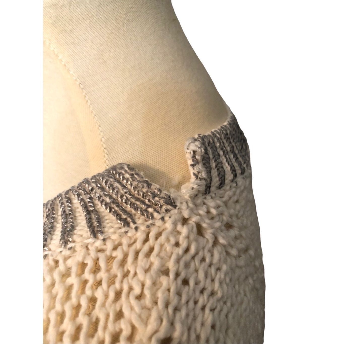 Anthropologie Moth Cream Silver Knit wool blend Sweater size S Size S / US 4 / IT 40 - 13 Thumbnail