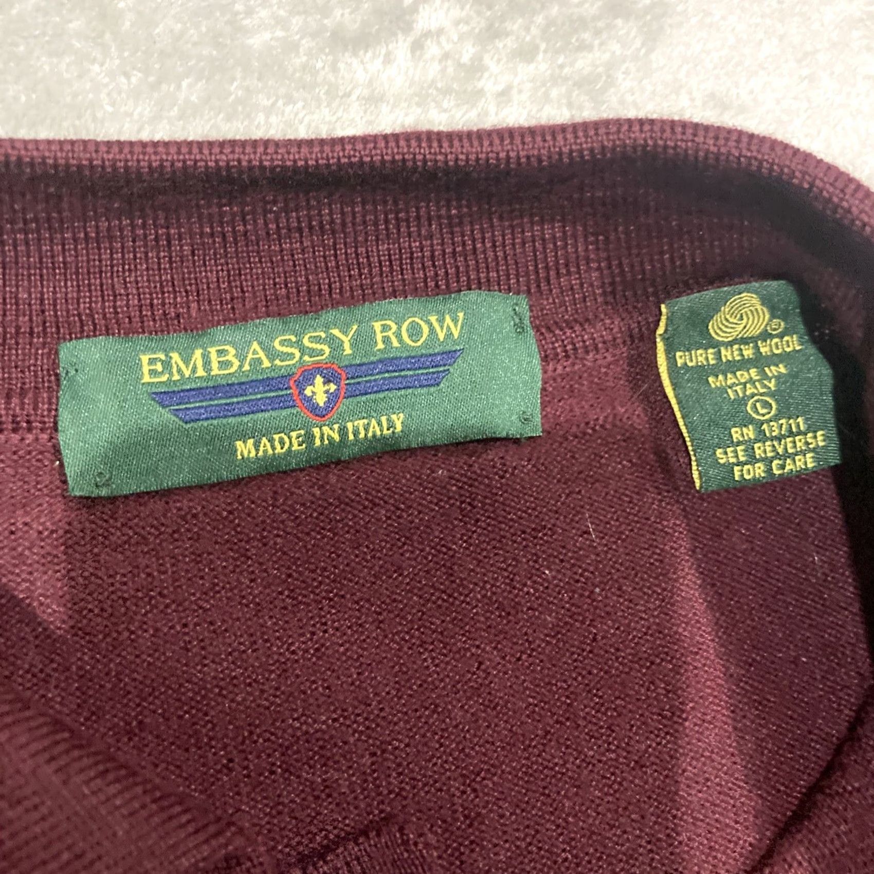 Vintage Embassy Row Polo Sweater Mens Size L Wool Shirt Red Two Ply Knit Top Pullover Tight-Knit Collared Neckline Size US L / EU 52-54 / 3 - 3 Thumbnail