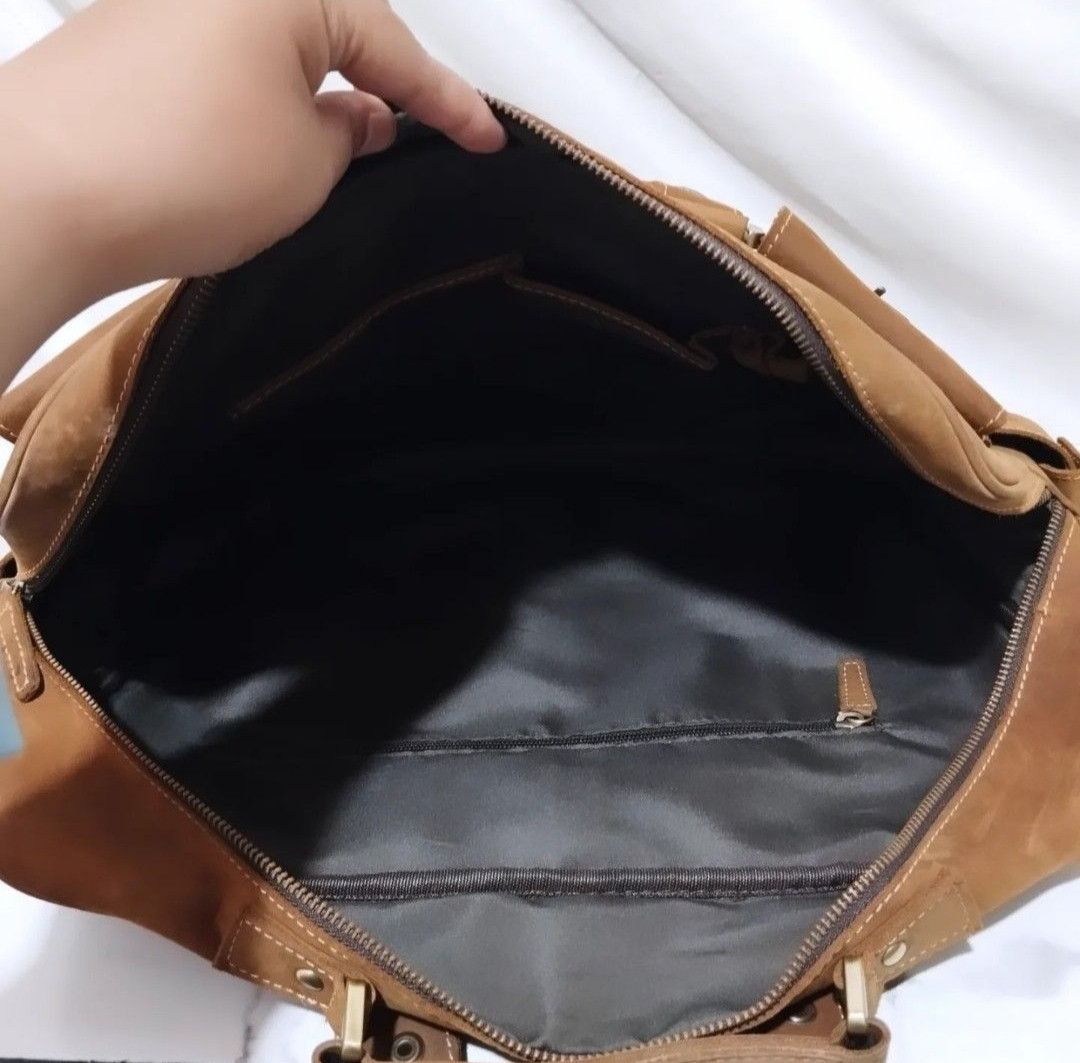 Genuine Leather Crazy Horse Durable Large Travel Messenger Bag Size ONE SIZE - 12 Thumbnail