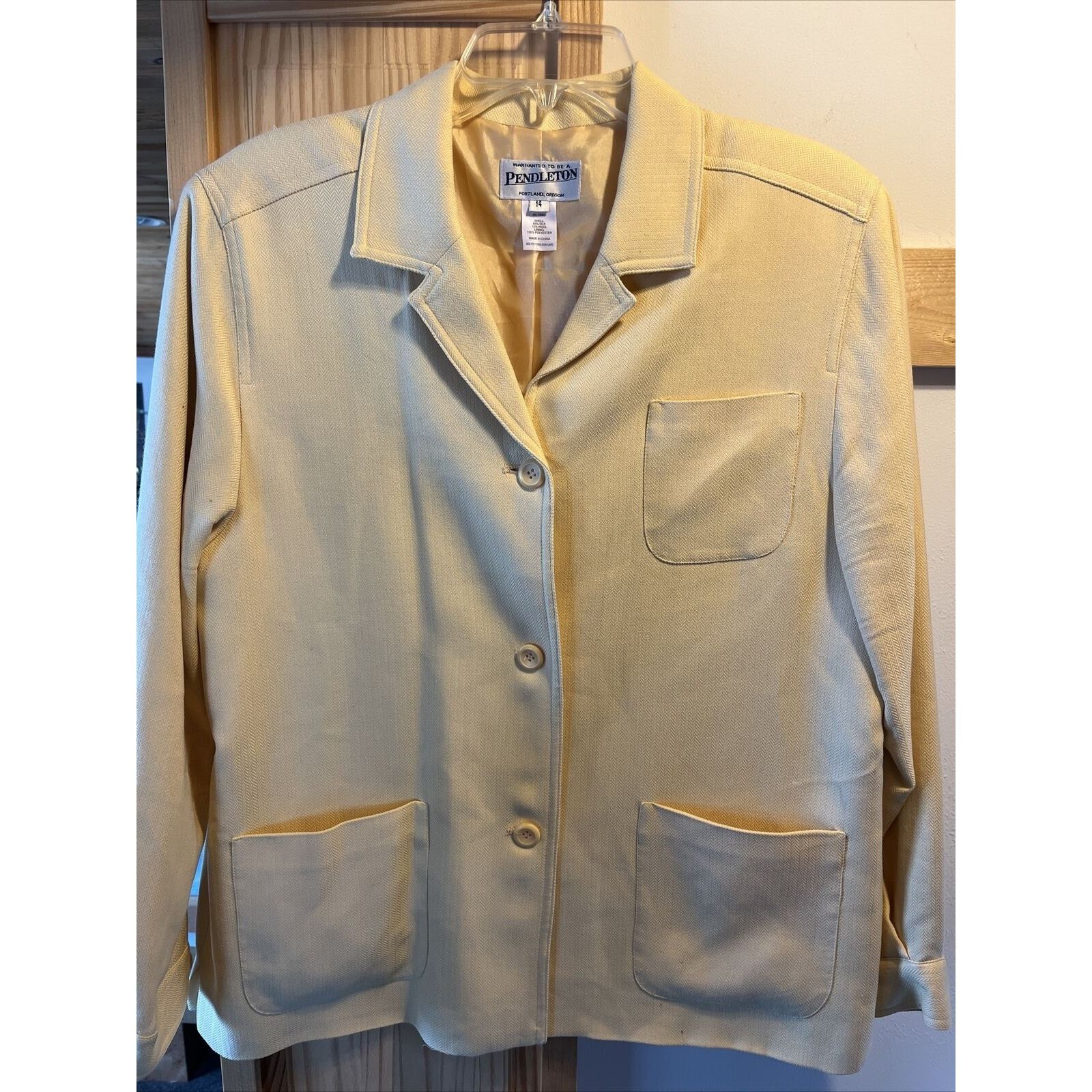 Pendleton Pendleton Womens 14 Wool Silk Blend yellow Dress Suit Blazer Size XL / US 12-14 / IT 48-50 - 2 Thumbnail