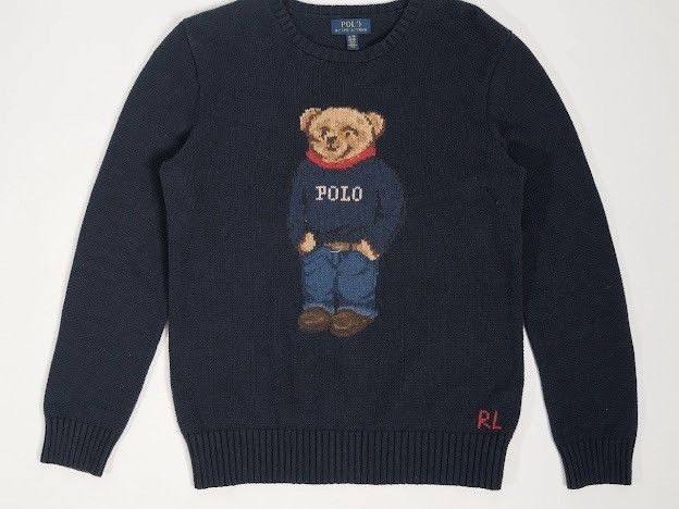 Polo Ralph Lauren Polo Ralph Laảuen Iconic Bear Cotton Sweater Navy Size US XS / EU 42 / 0 - 1 Thumbnail