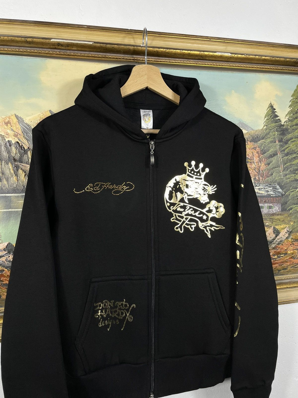 Christian Audigier × Ed Hardy × Vintage Ed Hardy Retro 00s Hoodie Sweatshirt Affliction Grunge Size S / US 4 / IT 40 - 5 Thumbnail