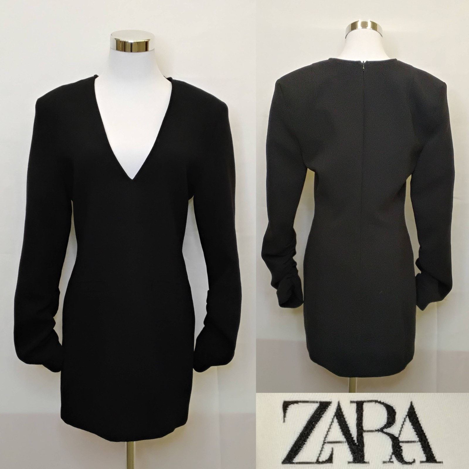 Zara Zara Bodycon Mini Dress Women's M Black Shoulder Pad NWT Size M / US 6-8 / IT 42-44 - 1 Thumbnail