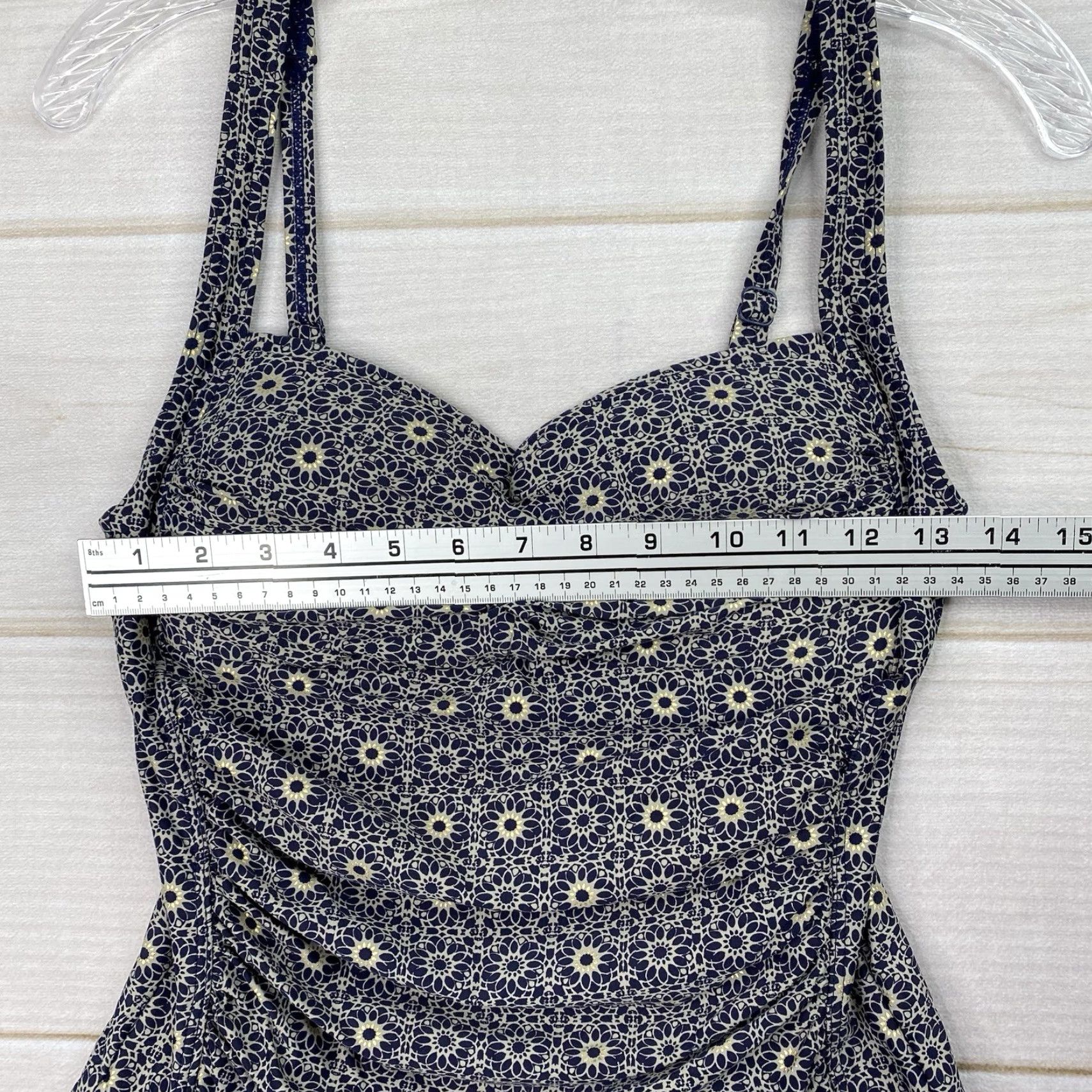 Vintage Nip Tuck One Piece Swimsuit Women’s Sz S Blue Floral Built-In Bra, Tummy Control, Spaghetti Strap, Adjustable Straps Size ONE SIZE - 4 Thumbnail