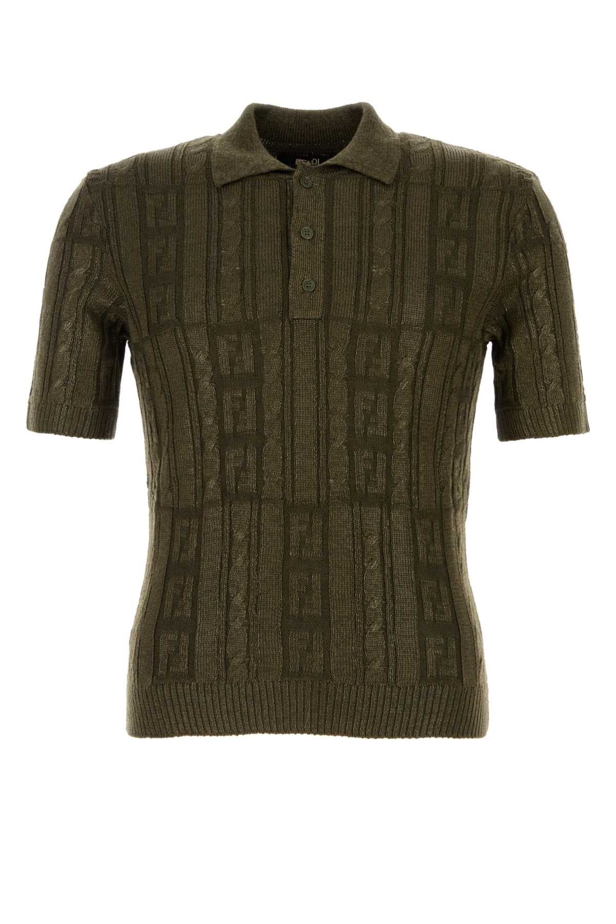 Fendi Army Green Wool Polo Shirt Size US L / EU 52-54 / 3 - 1 Thumbnail