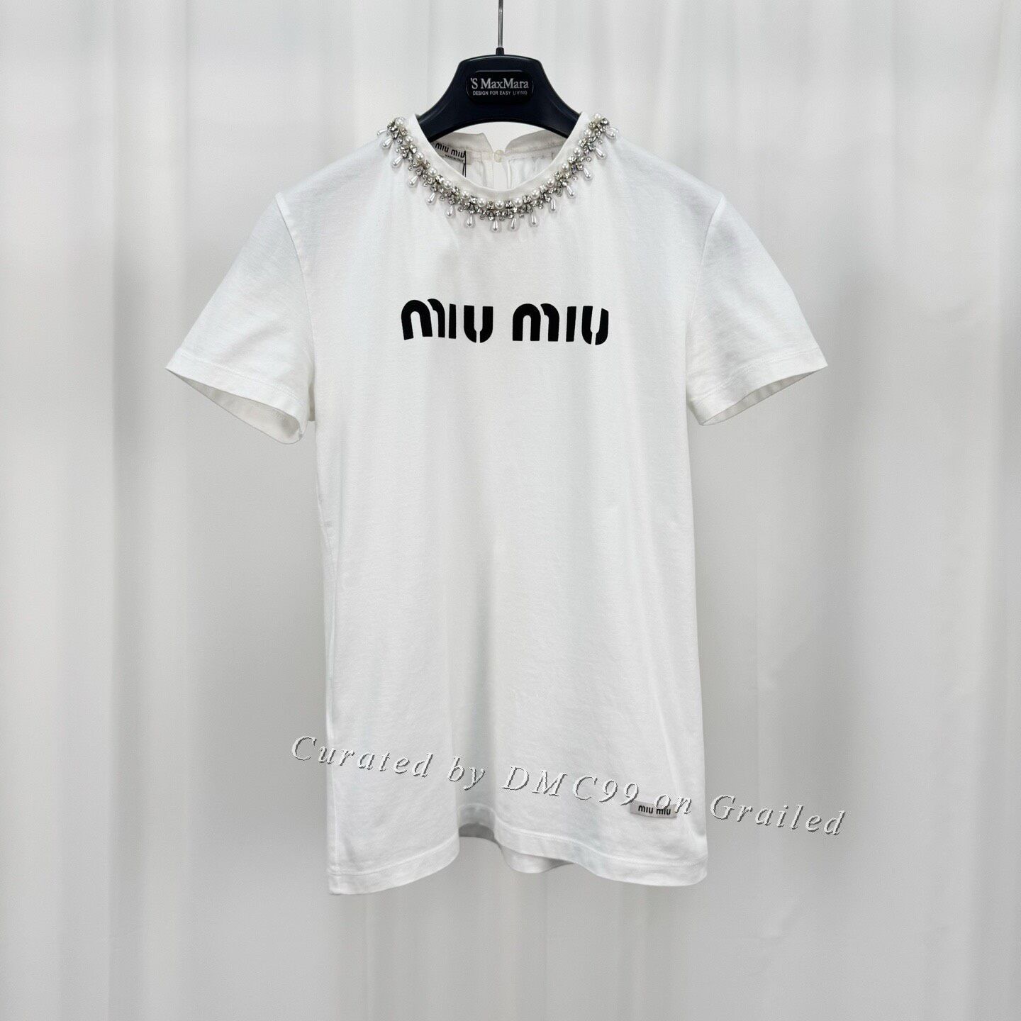 Miu Miu Miu Miu Rhinestone Pearl Letter Tee Size XS / US 0-2 / IT 36-38 - 1 Thumbnail