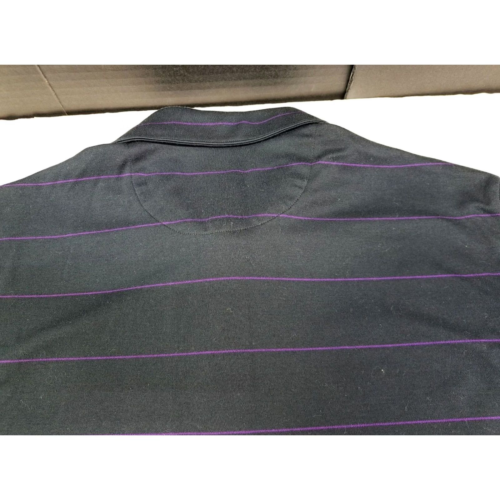 UNTUCKit UNTUCKit Mens Short Sleeve Polo Shirt Black Purple Stripes XL Cotton #6930 Polo Mens Regular Short Sleeve Striped City Classic Logo Pattern Striped Size US XL / EU 56 / 4 - 6 Thumbnail