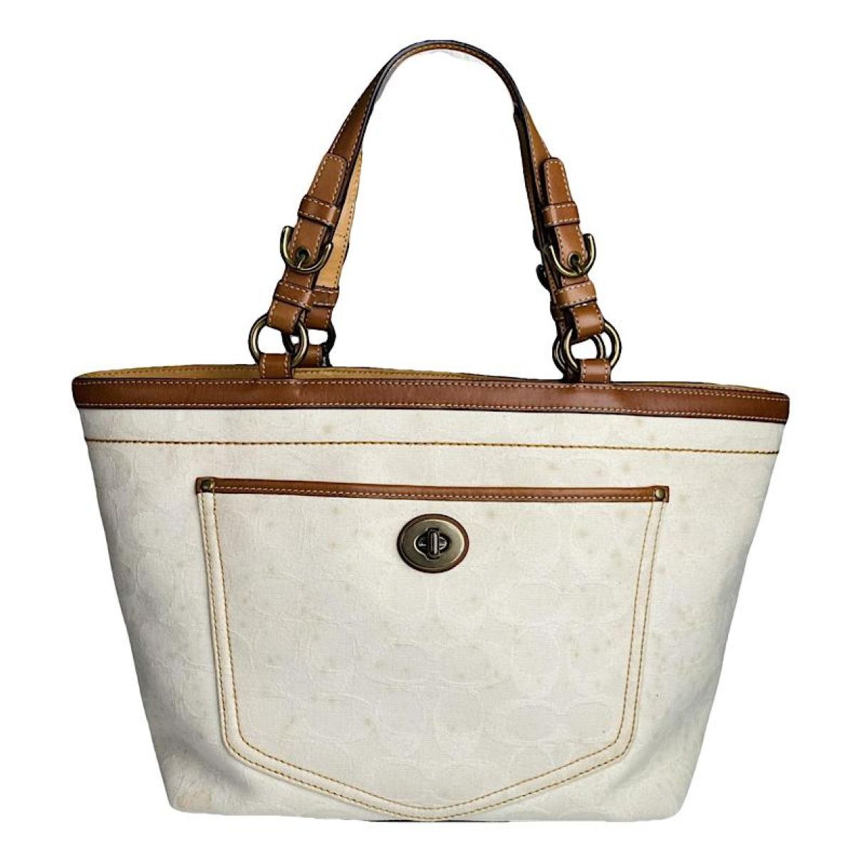 Coach CITY ZIP TOTE White Leather Handbag Size ONE SIZE - 1 Thumbnail
