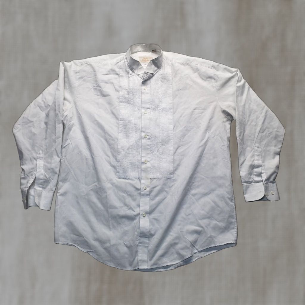 Vintage Crafter's Collection White Tuxedo Shirt Dress Shirt Men L Large Adult Texas Theme Glitter Tree Print Southwest Design Casual Party/Cocktail Size US L / EU 52-54 / 3 - 1 Thumbnail