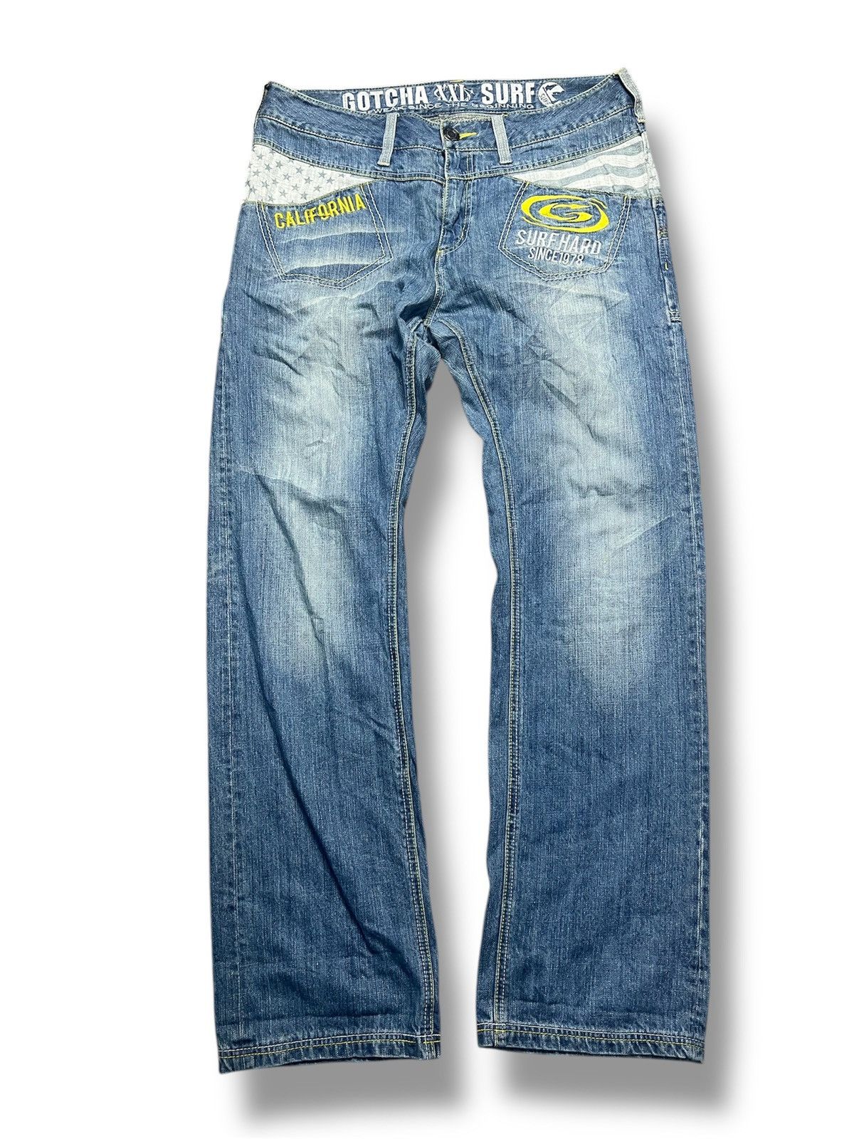 Gotcha GOTCHA Vintage Surfwear Denim Jeans Wide Leg Blue XXL (42) Size US 39 - 1 Thumbnail