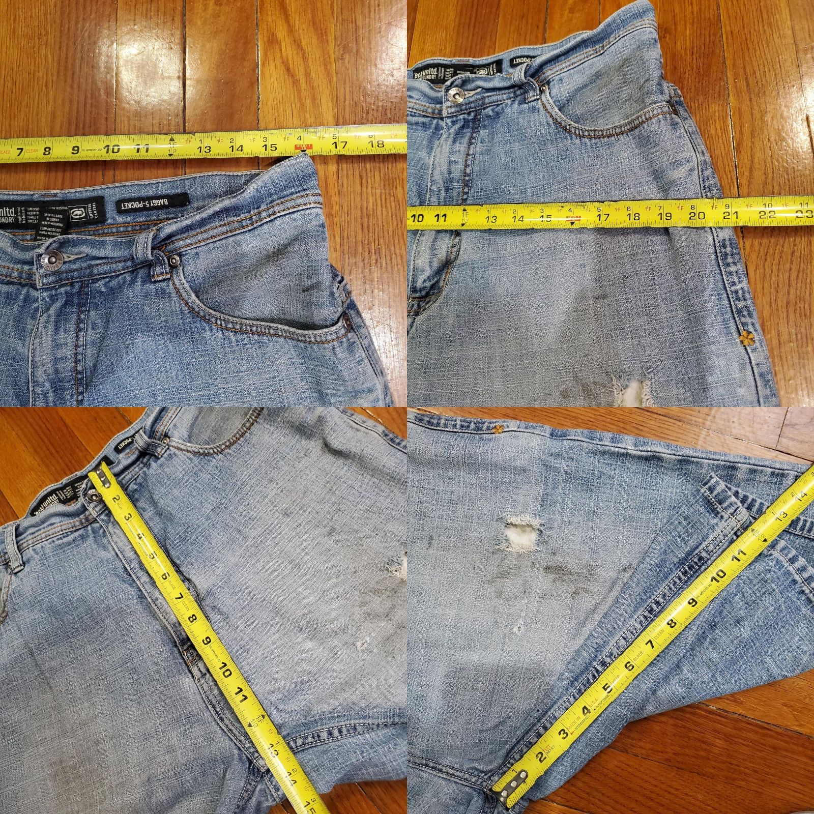 Ecko Unltd. Ecko Unltd Denim Jean Shorts Mens 34 Baggy 5 Pocket Light Wash Distressed Bermuda Jeans Shortways? Size US 34 / EU 50 - 8 Thumbnail