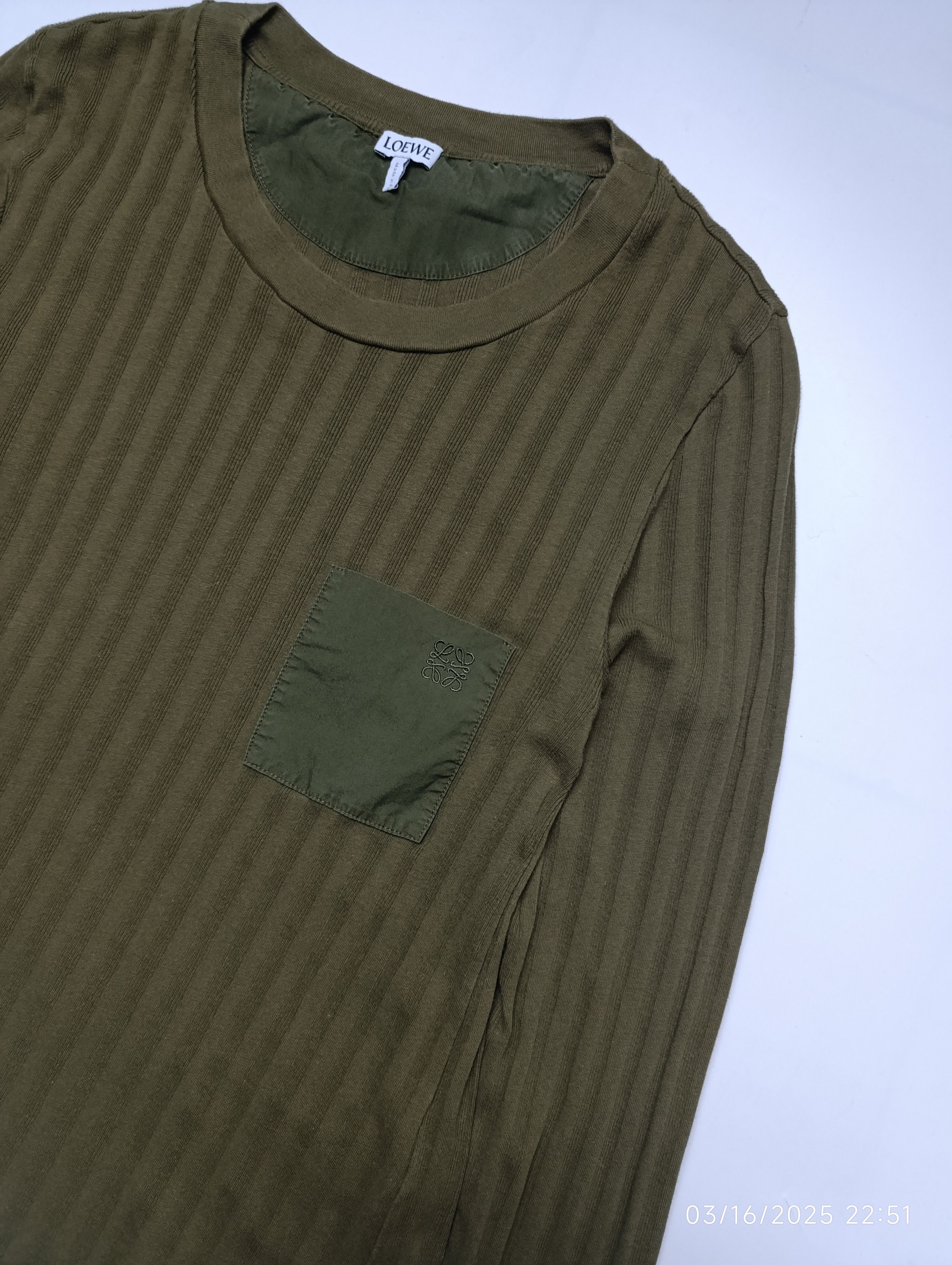 Loewe LOEWE ANAGRAM POCKET RIB-KNIT IN KHAKI GREEN Size M / US 6-8 / IT 42-44 - 4 Thumbnail