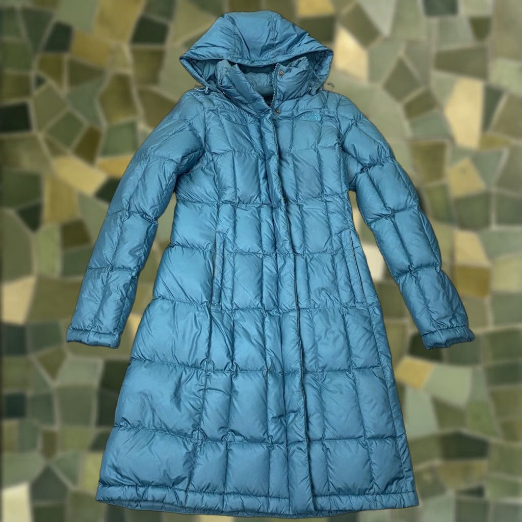 The North Face Coat Womens XS Blue Hooded Down Puffer Long 550 Fill RDS Parka