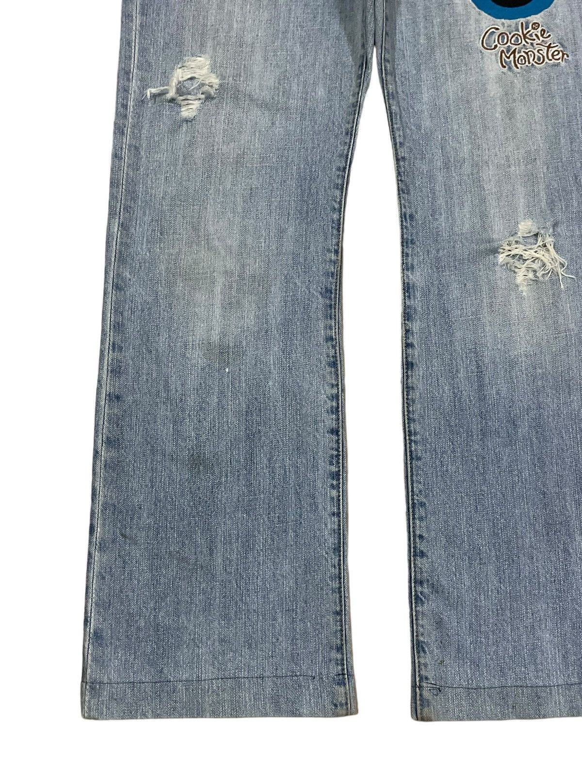 Cartoon Network Y2K Denim Cookie Monster Embroidery Distressed Rappers Jeans Size US 32 / EU 48 - 3 Thumbnail