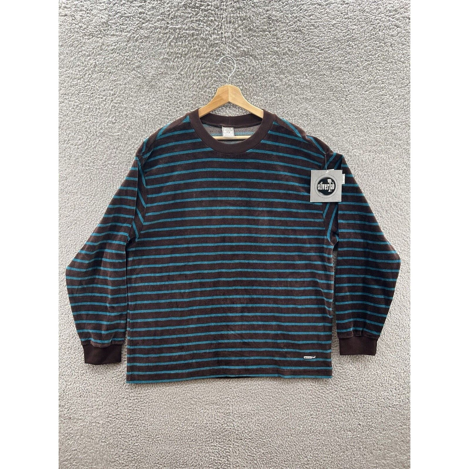 Levi's Levi’s Silver Tab 1996 Velour Brown Blue Striped Sweater Size US L / EU 52-54 / 3 - 1 Thumbnail