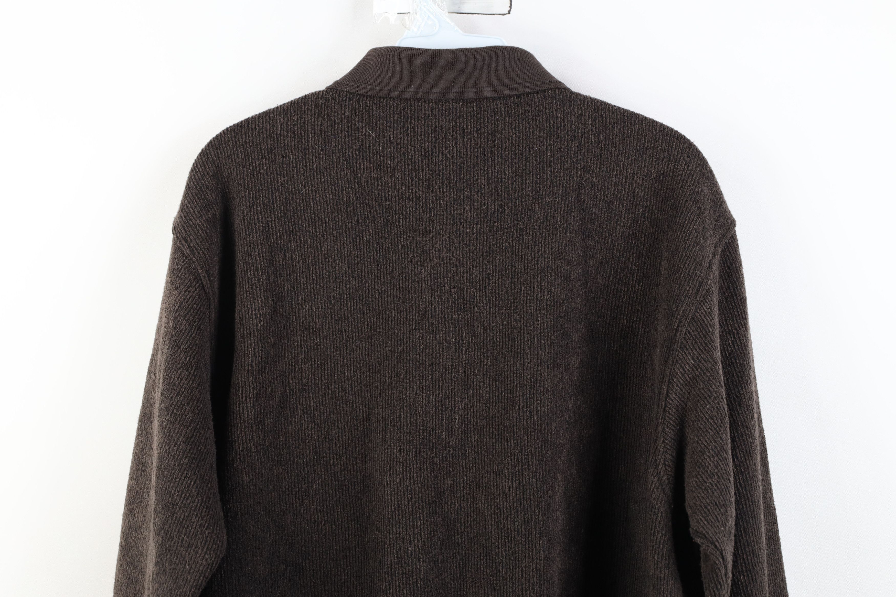 Vintage Vintage 90s Y2K Streetwear Fleece Collared Sweater Brown Size US L / EU 52-54 / 3 - 10 Thumbnail
