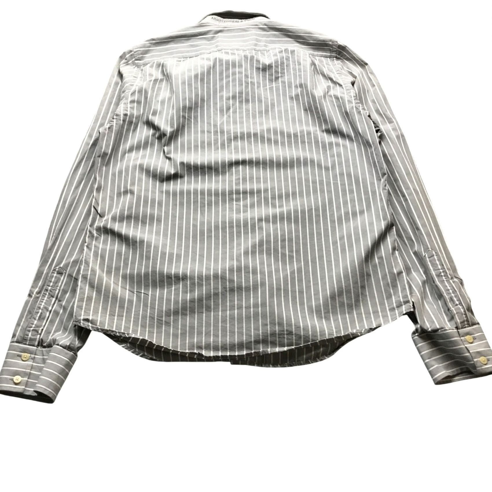 Abercrombie & Fitch Abercrombie & Fitch Muscle Dress Shirt Men XXL Long Sleeve Vertical Striped Gray Size 48R - 2 Thumbnail