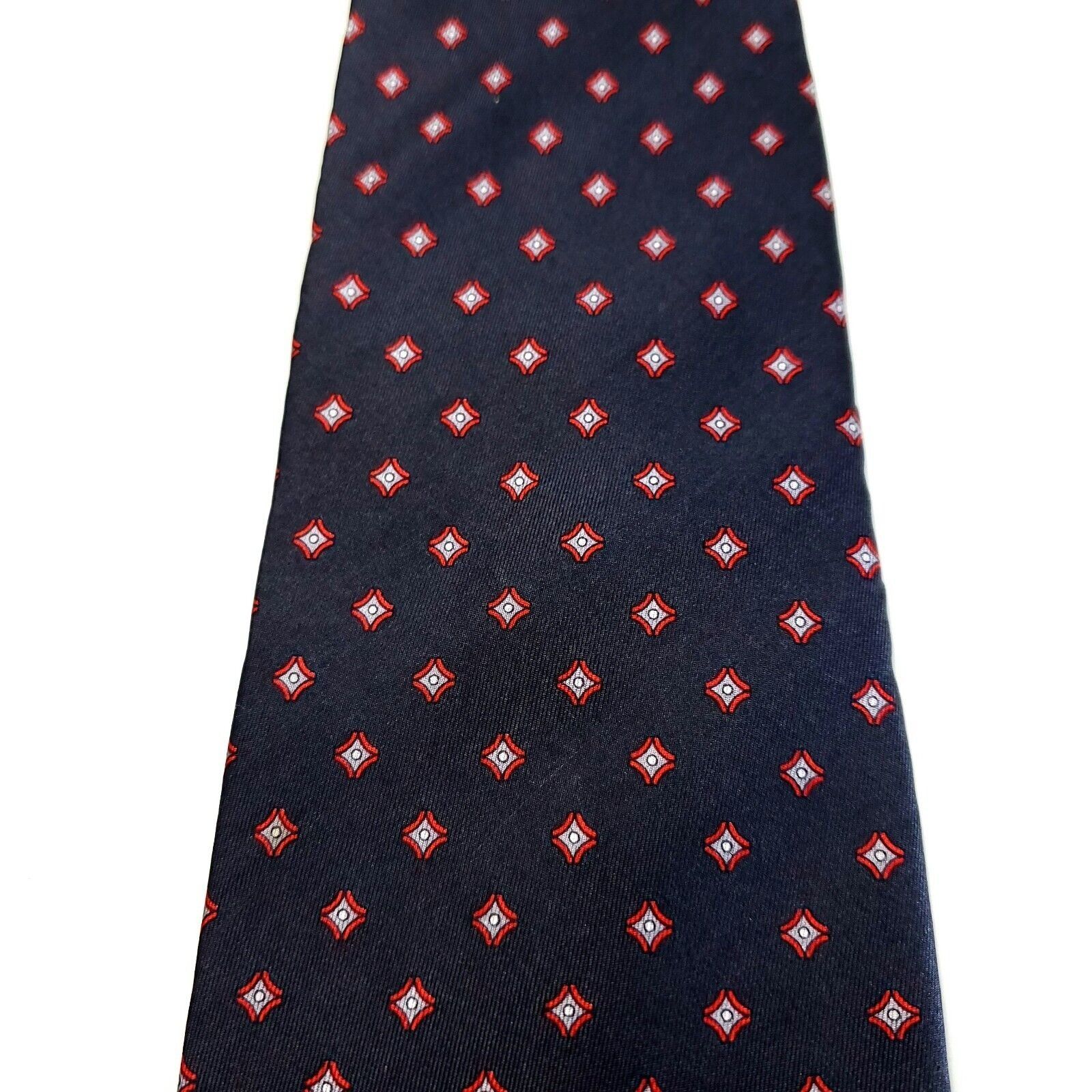 Designer Adam's Row Richman Blue Red Geometric Print Short Silk Tie Size ONE SIZE - 2 Thumbnail