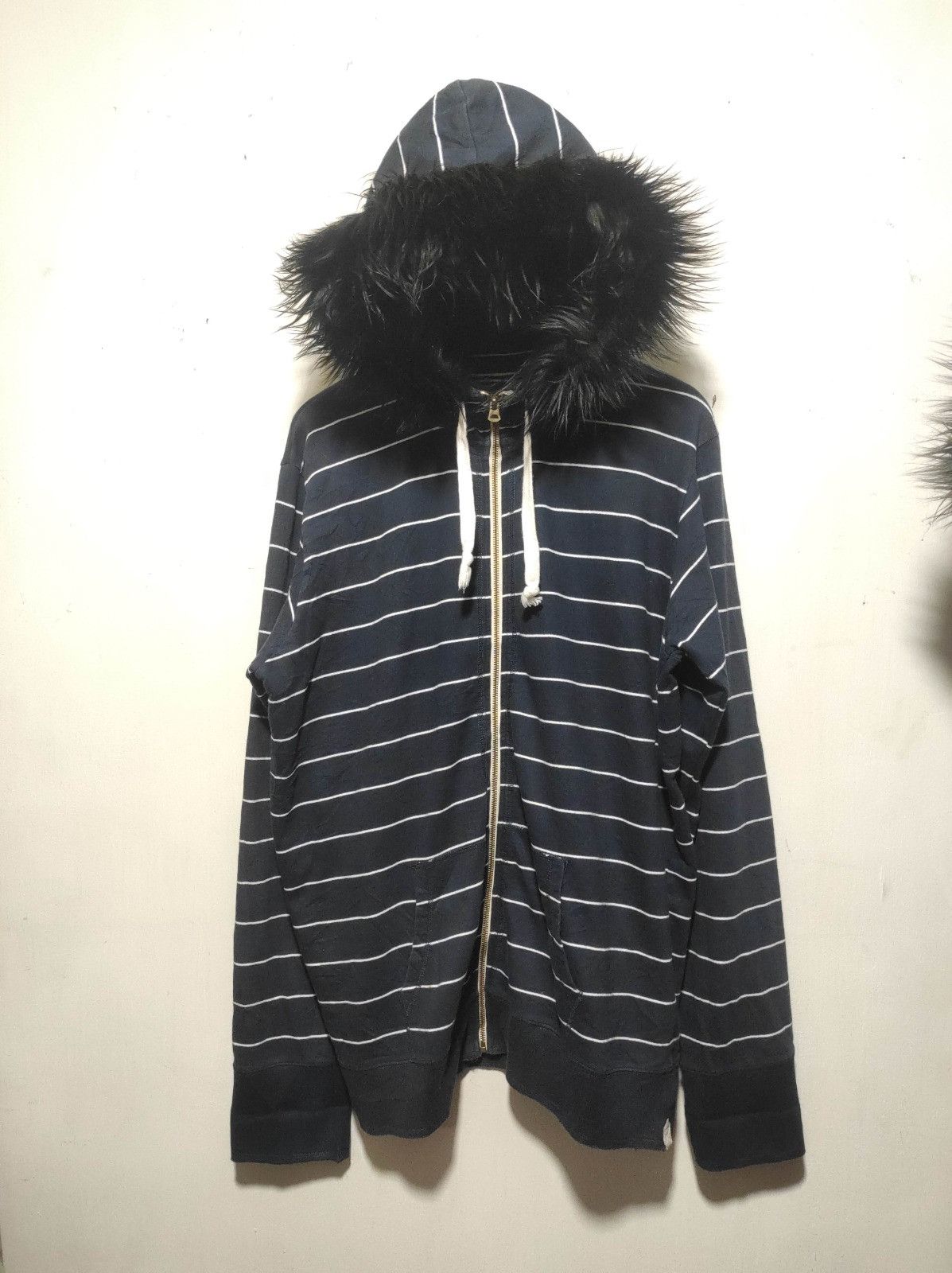 Japanese Brand X'tyle Stripe zip fur hoodie LGB style Size US XL / EU 56 / 4 - 2 Thumbnail