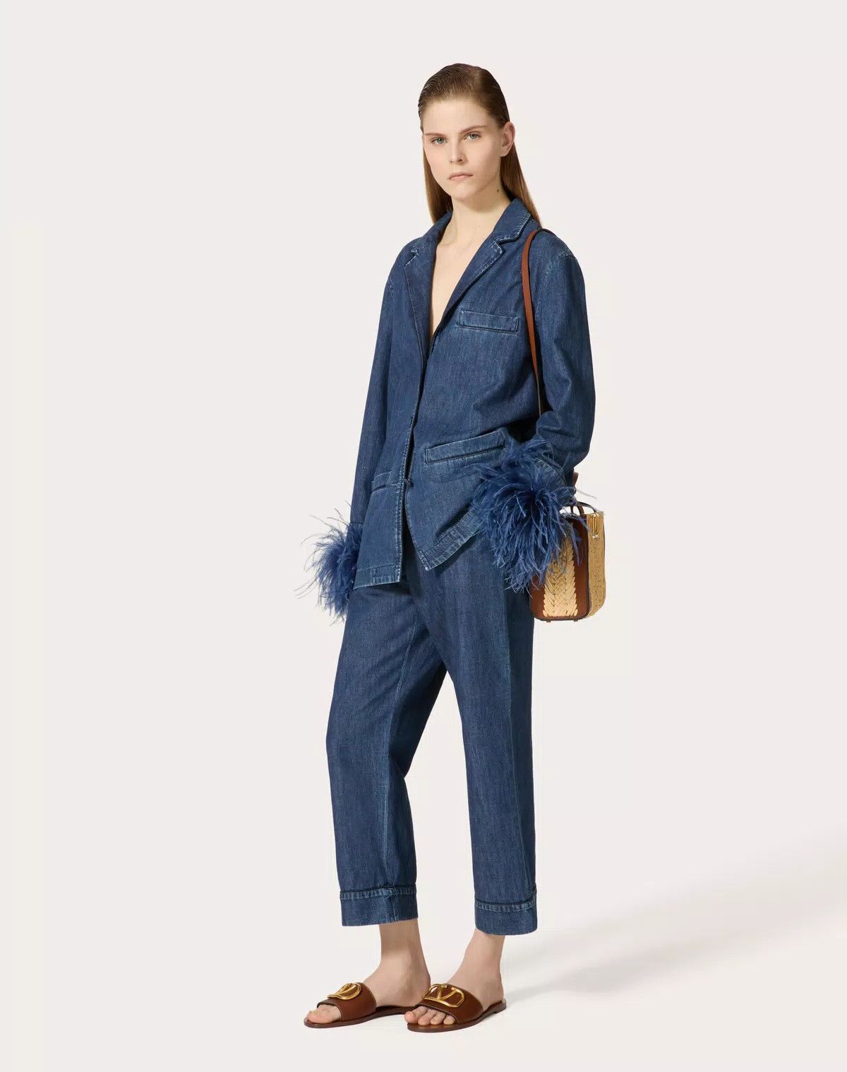 Valentino o1s1wg110625 Chambray Denim Shirt in Medium Blue Size XS / US 0-2 / IT 36-38 - 2 Thumbnail