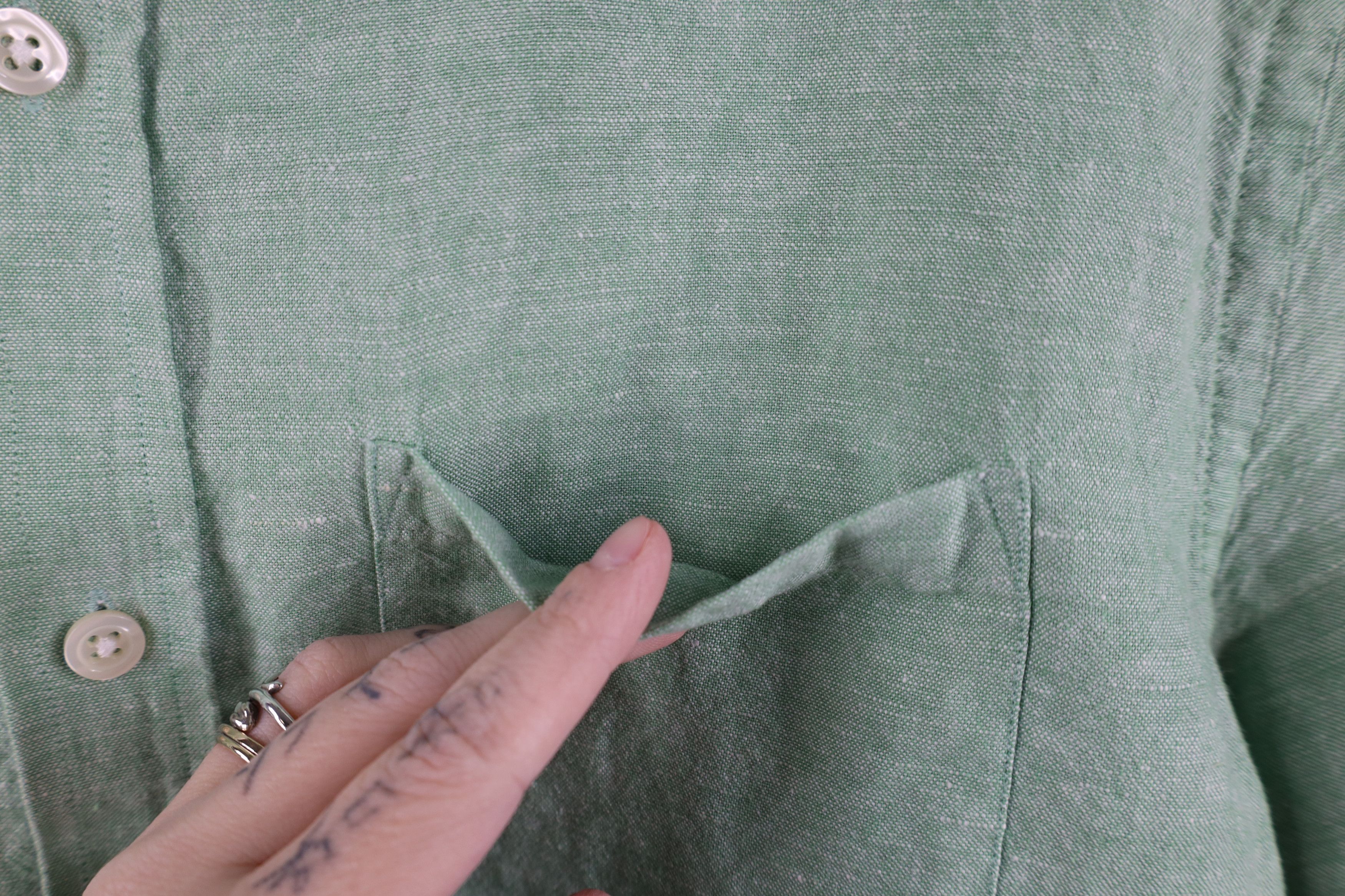 Banana Republic Banana Republic Fit Chambray Linen Button Down Shirt Green Size US M / EU 48-50 / 2 - 4 Thumbnail