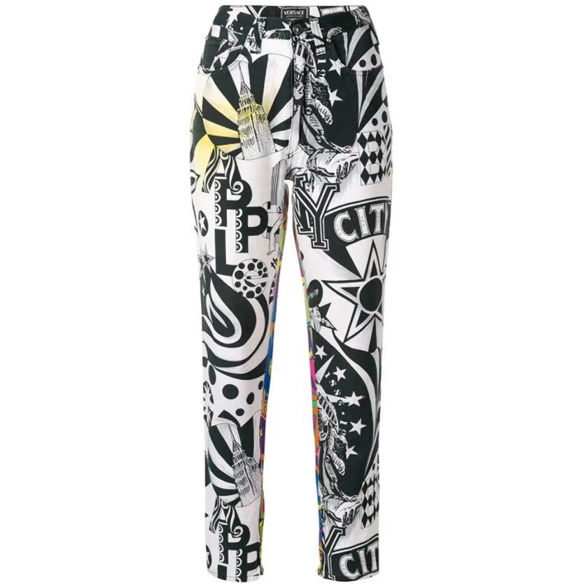 Versace Jeans Couture Versace 1980s New York Manhattan Liberty PopArt Pants Size 24" / US 00 / IT 34 - 7 Thumbnail