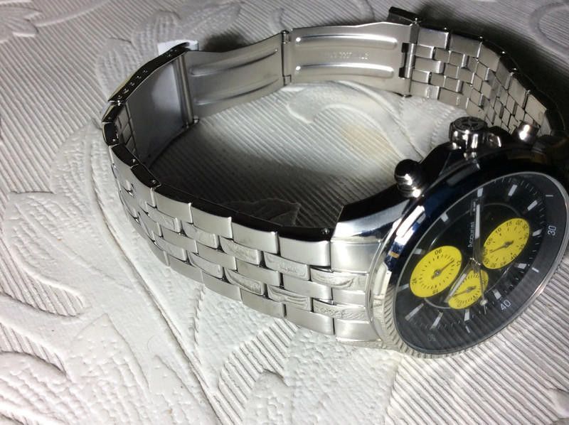 Designer Accurist Mens Black yellow dial stainless steel watch Size ONE SIZE - 8 Thumbnail