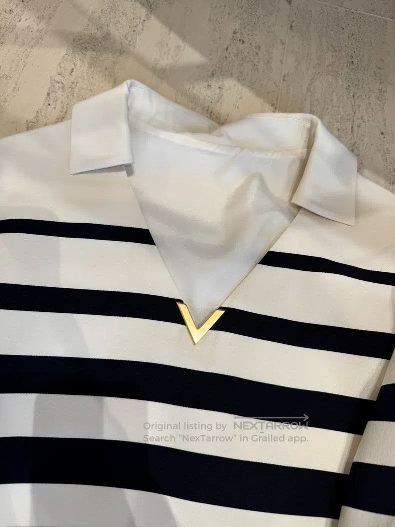 Valentino Valentino Blue and white navy stripe V spring and autumn c Size S / US 4 / IT 40 - 2 Thumbnail