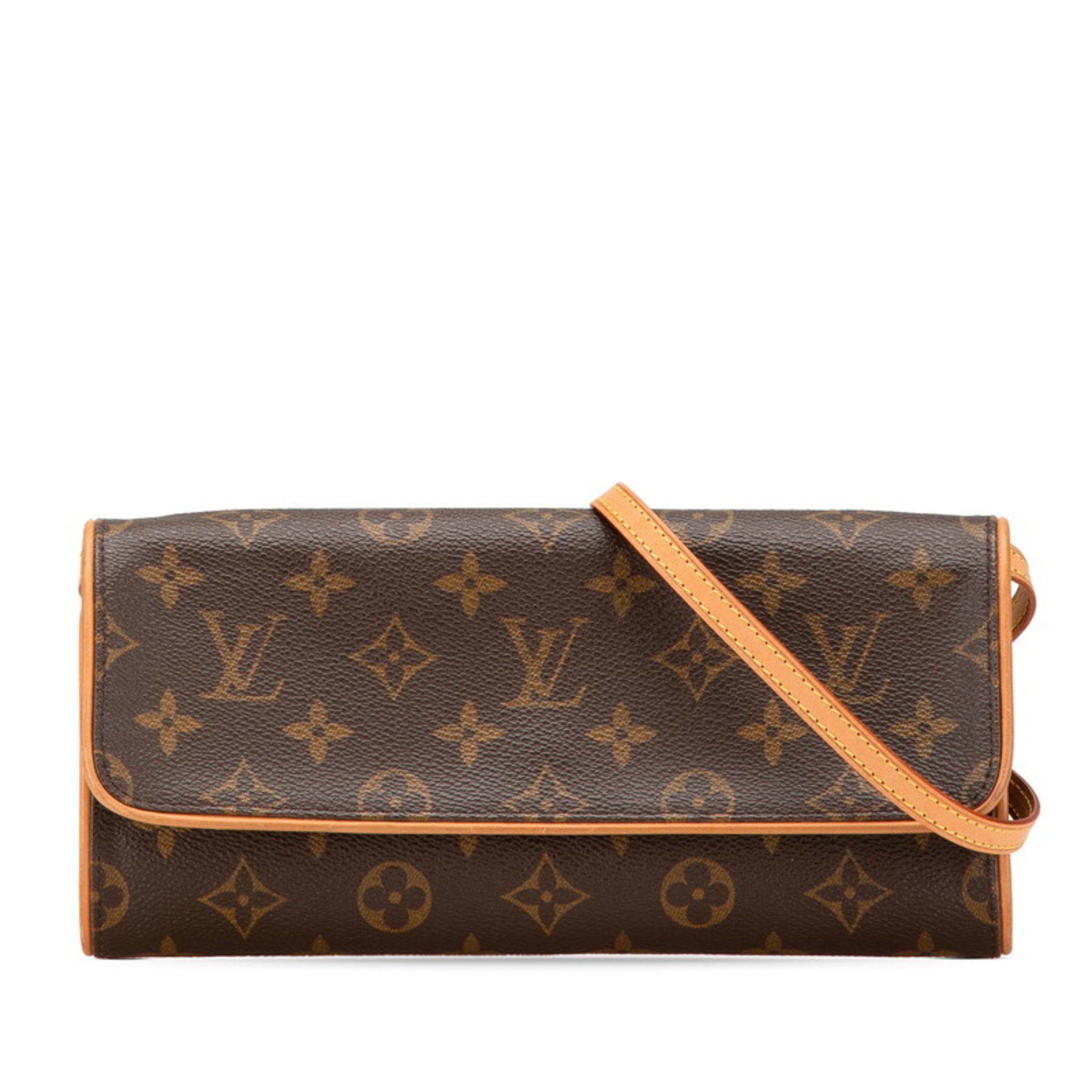 Louis Vuitton Monogram Pochette Twin Gm Shoulder Bag M51852 Brown Pvc Leather Women's Louis Vuitton