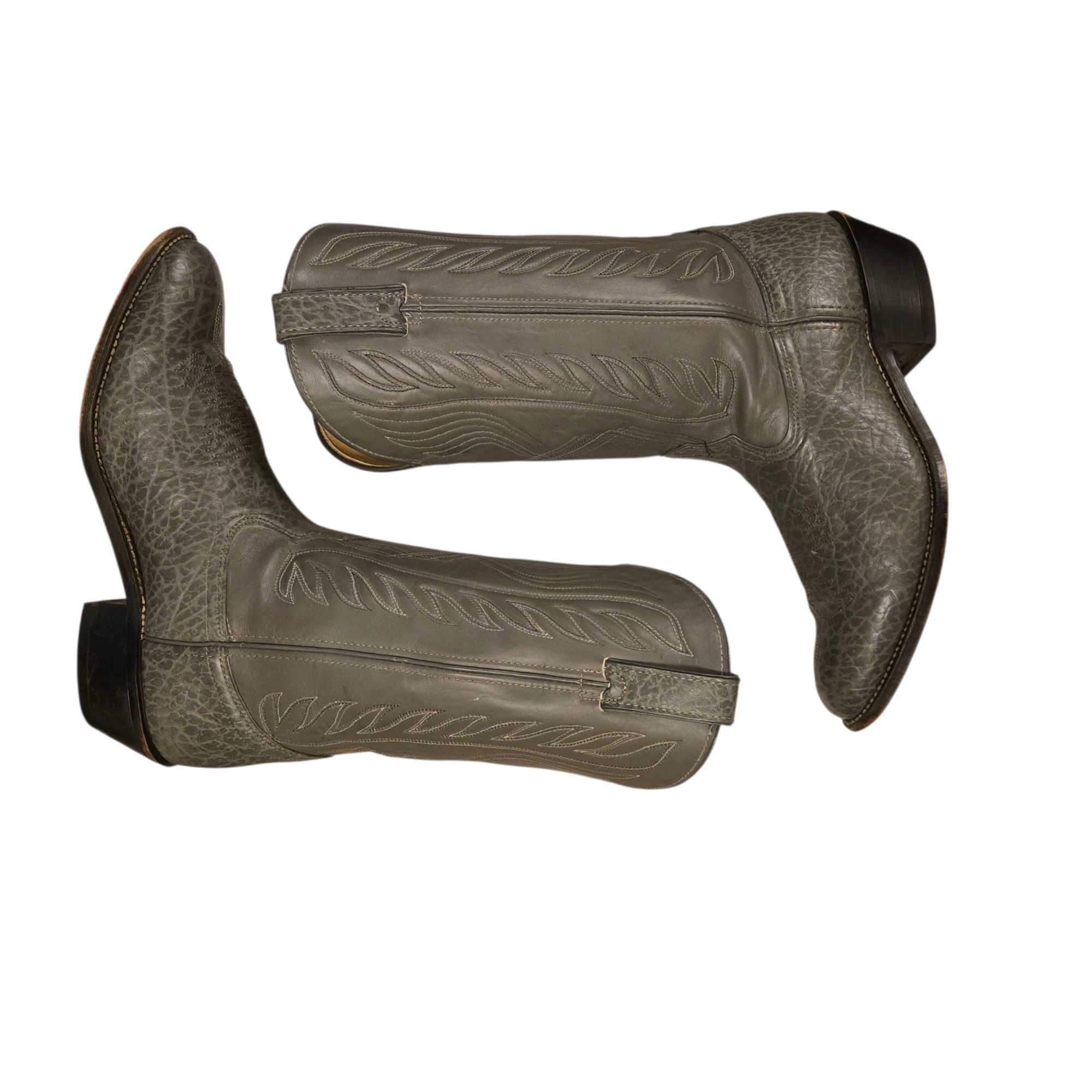 Other Gray Leather Cowboy Boots Vintage Mens 11 B Narrow Width Cou Size US 11 / EU 44 - 2 Thumbnail