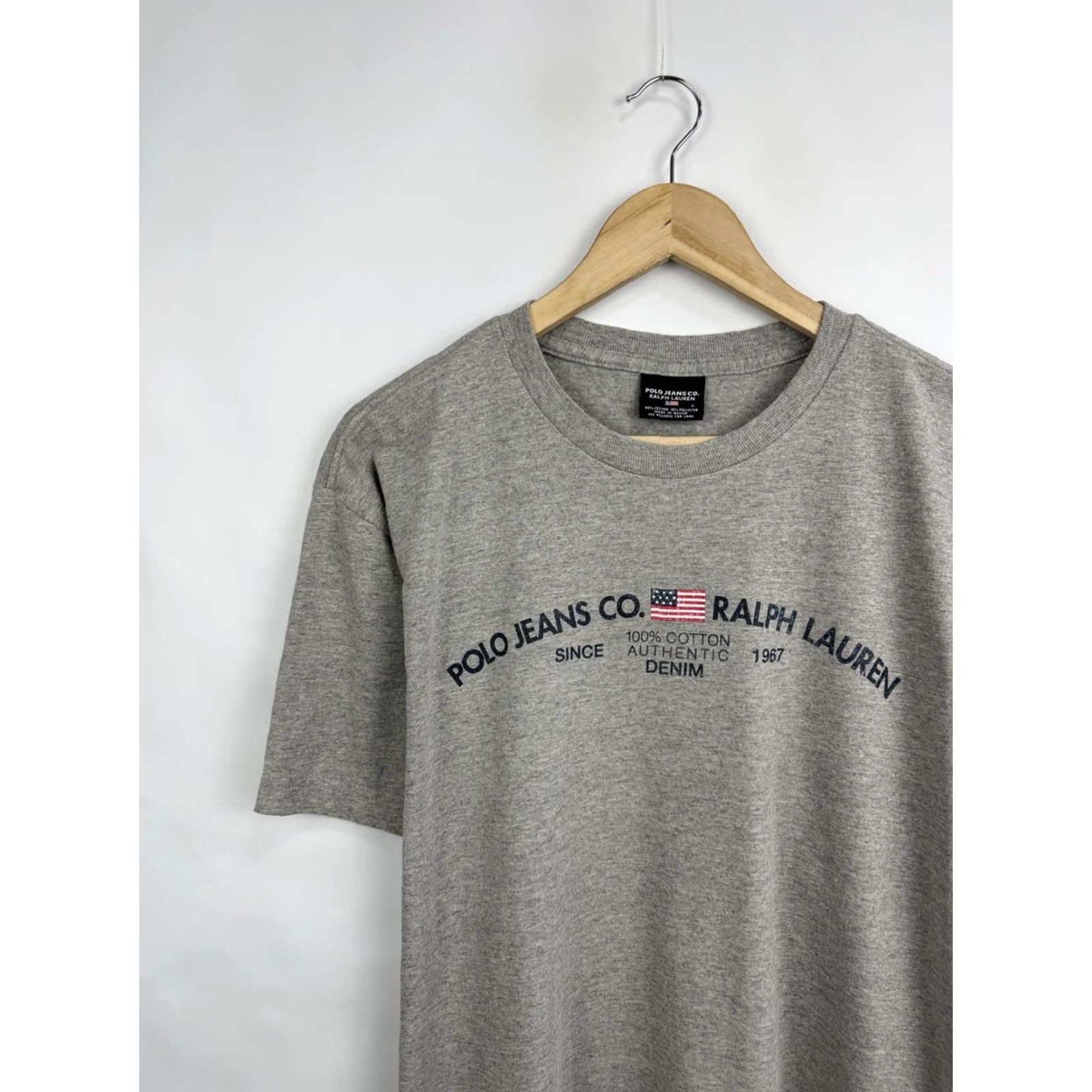 Ralph Lauren VINTAGE Polo Ralph Lauren USA Flag T-Shirt Retro Gray L Mens Tee Size US L / EU 52-54 / 3 - 3 Thumbnail