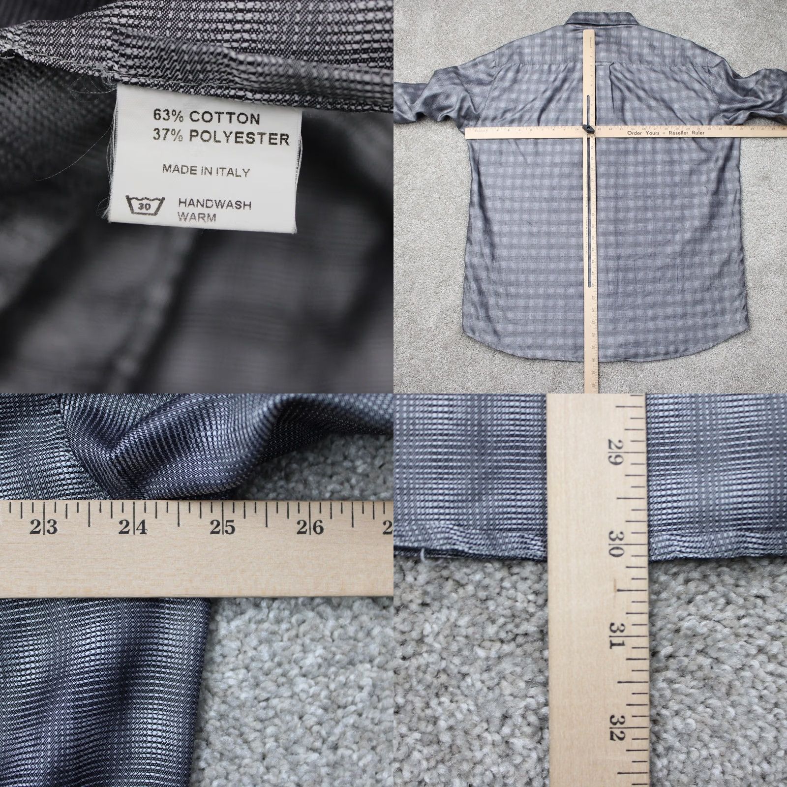 Zanella Zanella Shirt Mens Large Gray Plaid 100% Cotton Long Sleeve Button Up Size US L / EU 52-54 / 3 - 8 Thumbnail