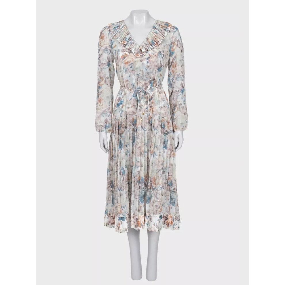Zimmermann Zimmermann Floral Sheer Pleated DressSz. 2/M Size M / US 6-8 / IT 42-44 - 1 Thumbnail