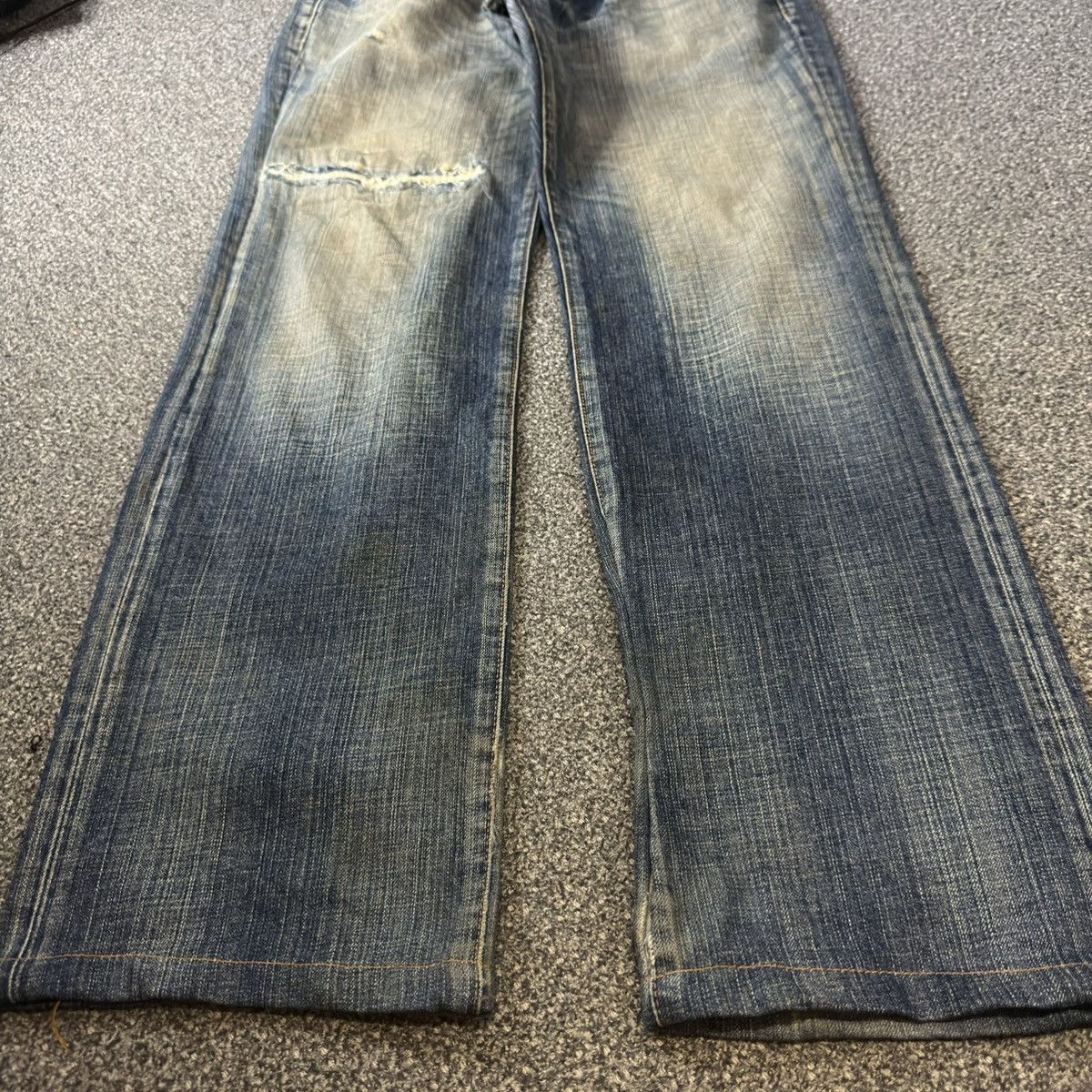 Japanese Brand 🇯🇵 Vintage 90s Japanese Bobson Destroyed Crack Wash denim Size US 35 - 7 Thumbnail