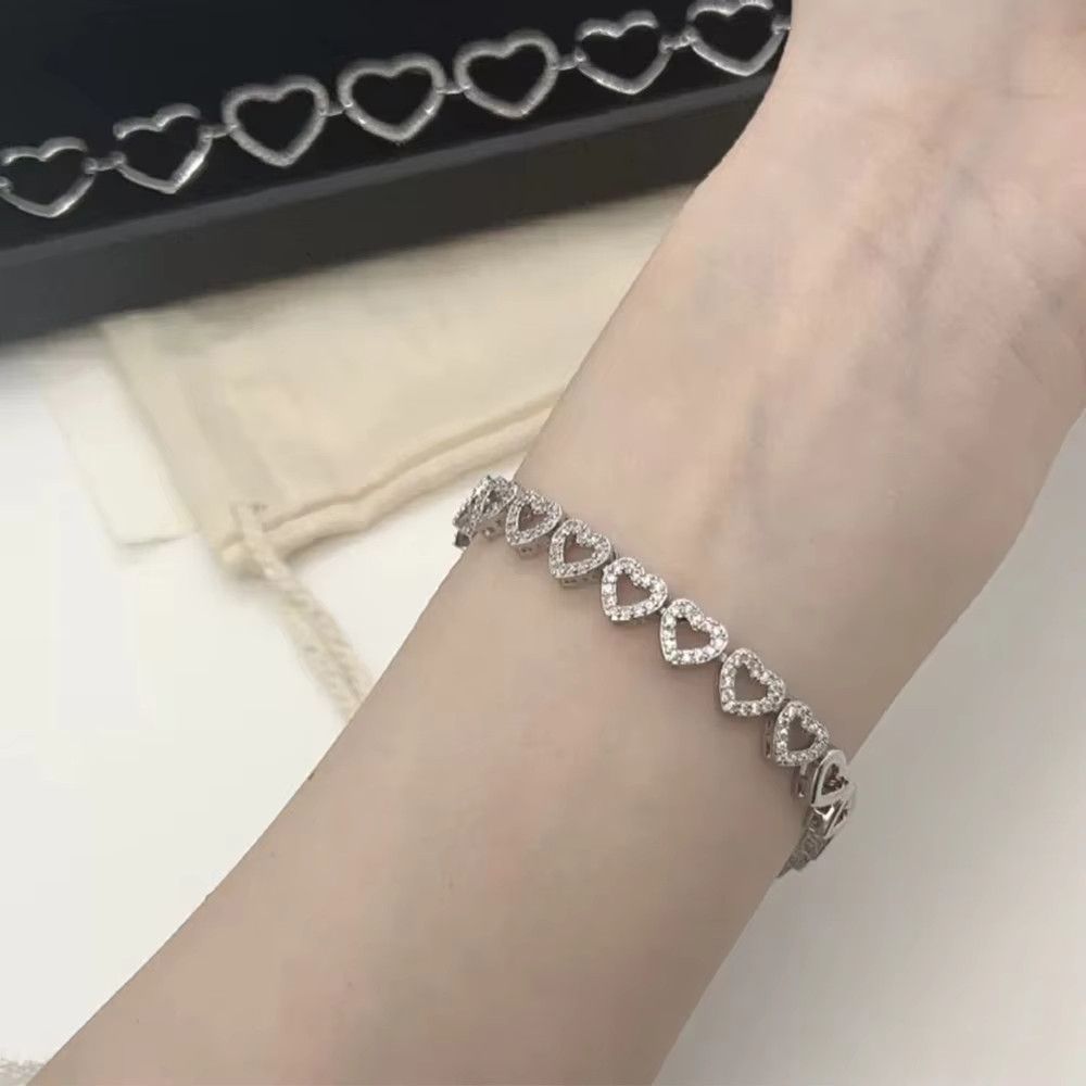 Jewelry Shiny Zircon Hollow Heart Bracelet Size ONE SIZE - 3 Thumbnail