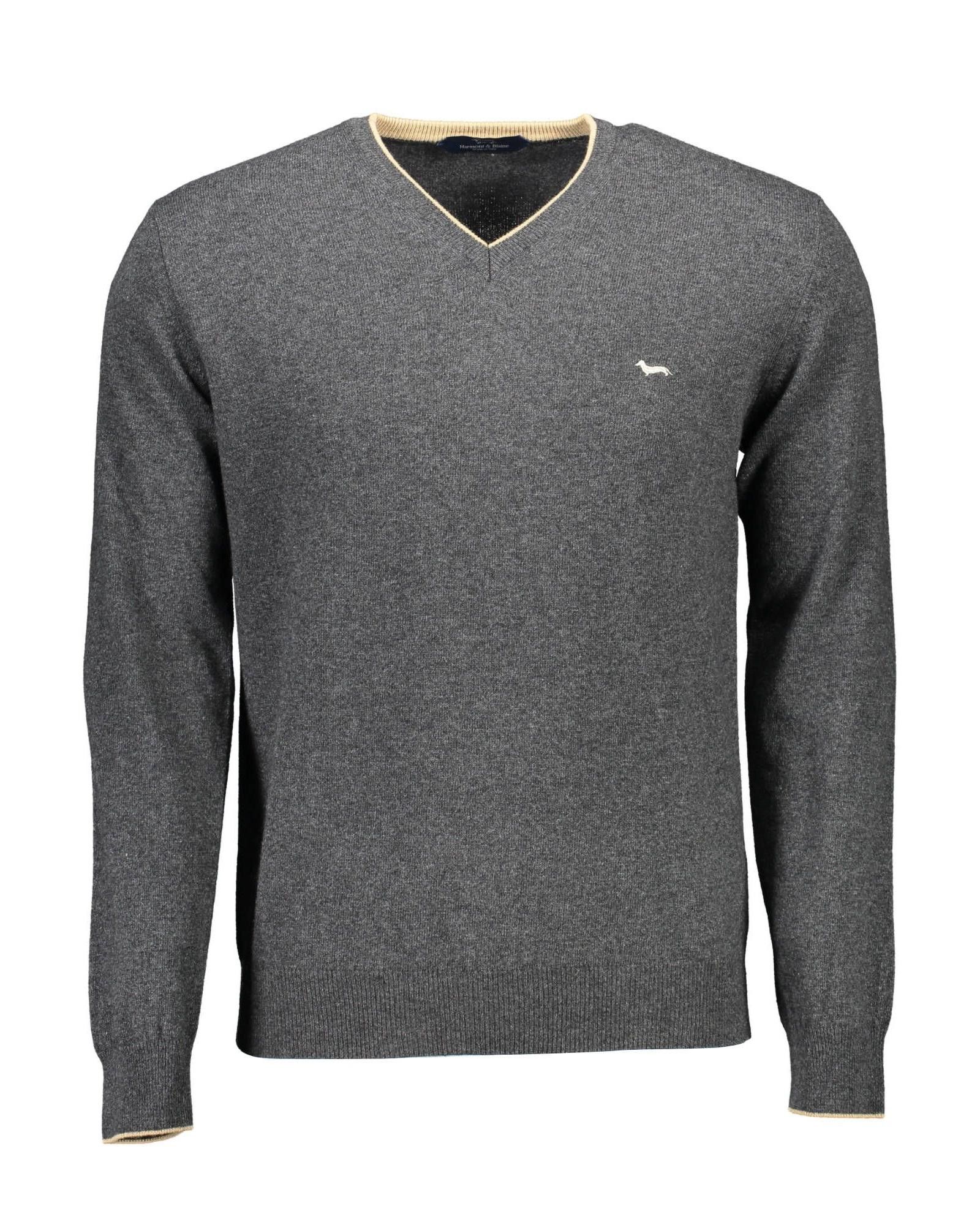 image of Harmont Blaine Contrasting Detail Wool Sweater in Grey, Men's (Size XL)