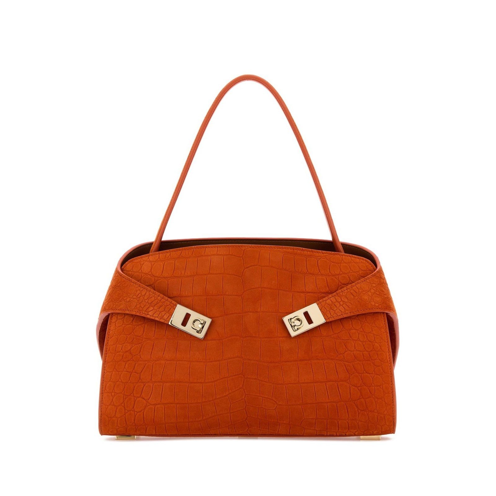 Salvatore Ferragamo Ferragamo Hug Medium Sienna Suede Top Handle Bag New, Women's