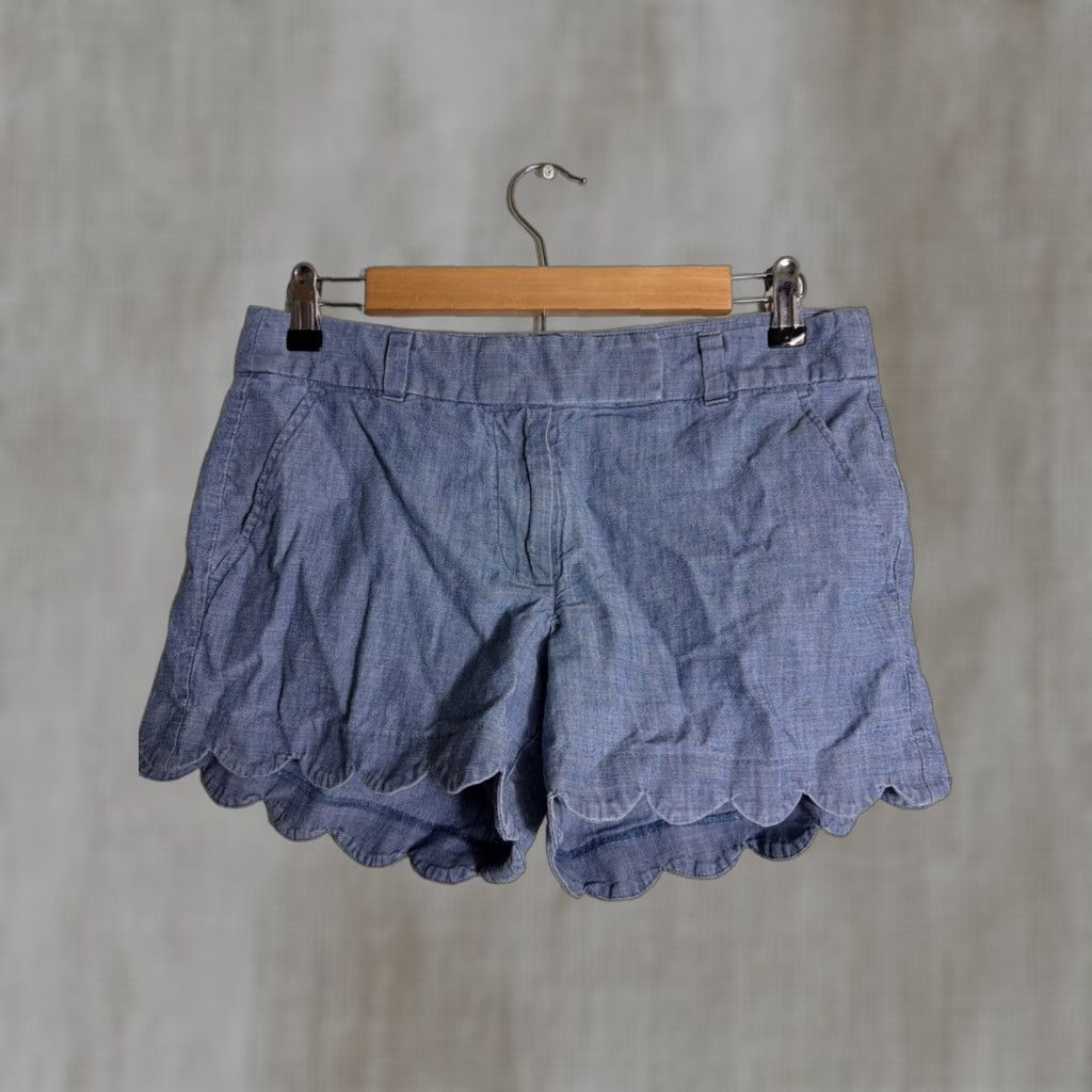 J Crew Shorts Women Size 4 Denim Blue Chambray Cotton 30x3.5