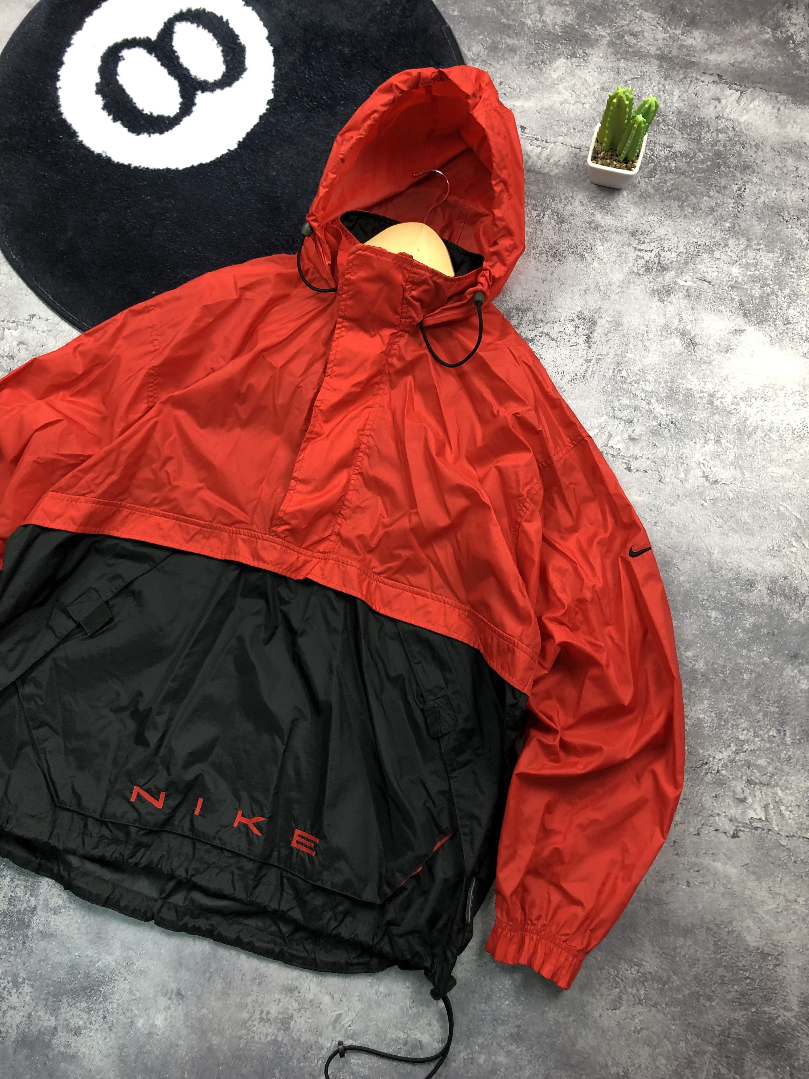 Nike NIKE Vintage 1990s Nylon Hype Jacket Big Logo Red Black Size US M / EU 48-50 / 2 - 2 Thumbnail