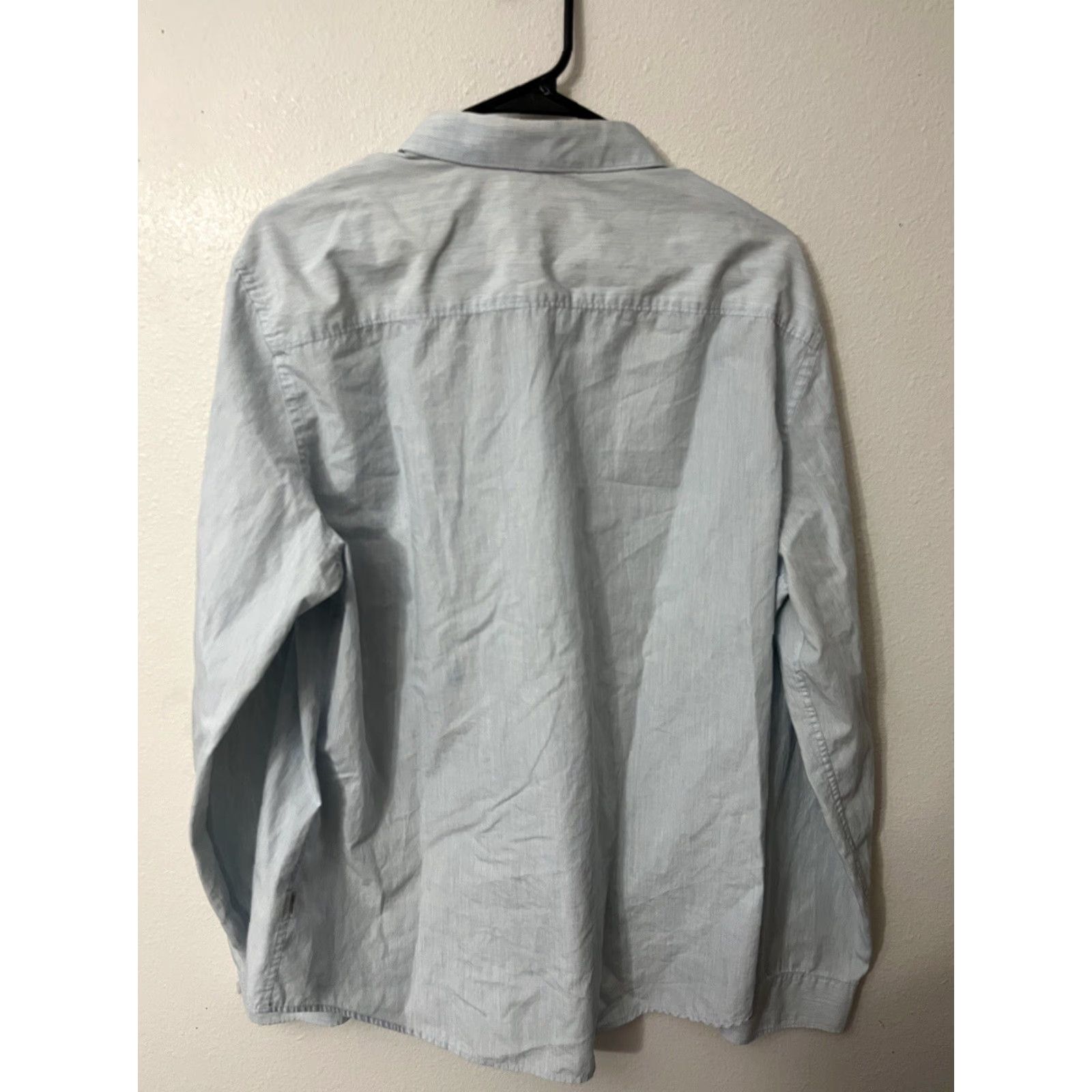 Calvin Klein Calvin Klein Dress Shirt Men Slim Fit XL Blue Solid Rayon Long Sleeve Collared Size 46R - 2 Thumbnail