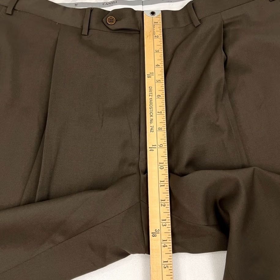 Canali Canali Dress Pants Mens 38x29 Straight Brown Wool Trousers Slacks Pleated Cuffed Regular Mens Brown Wool Dress Pants Size US 38 / EU 54 - 6 Thumbnail