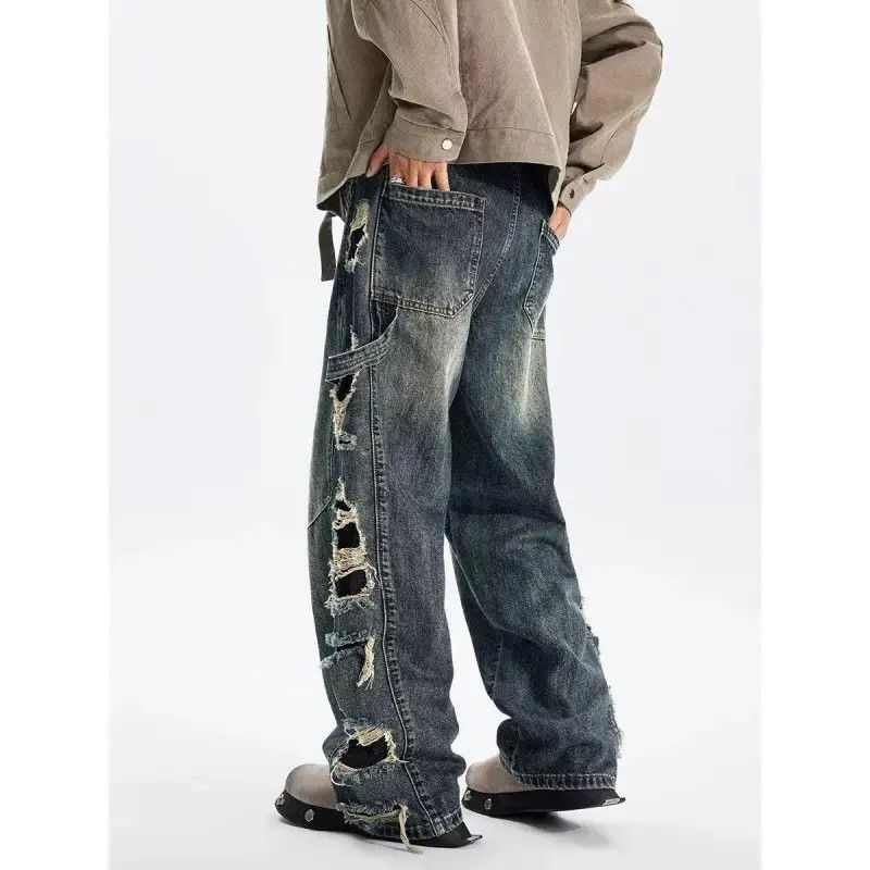 Japanese Brand Retro loose straight leg casual jeans Size US 32 / EU 48 - 2 Thumbnail