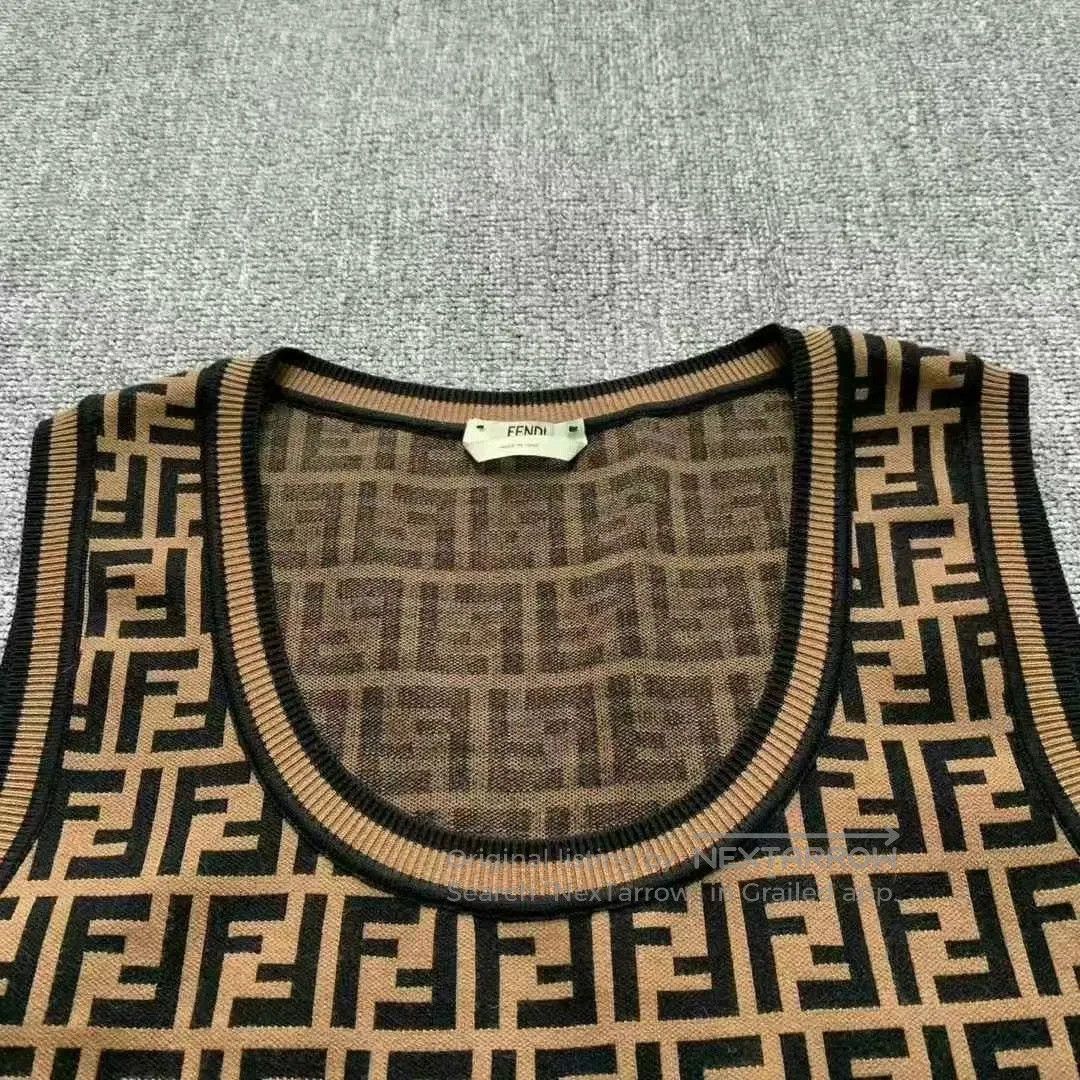 Fendi fendi double f knit dress in brown. Size L / US 10 / IT 46 - 3 Thumbnail