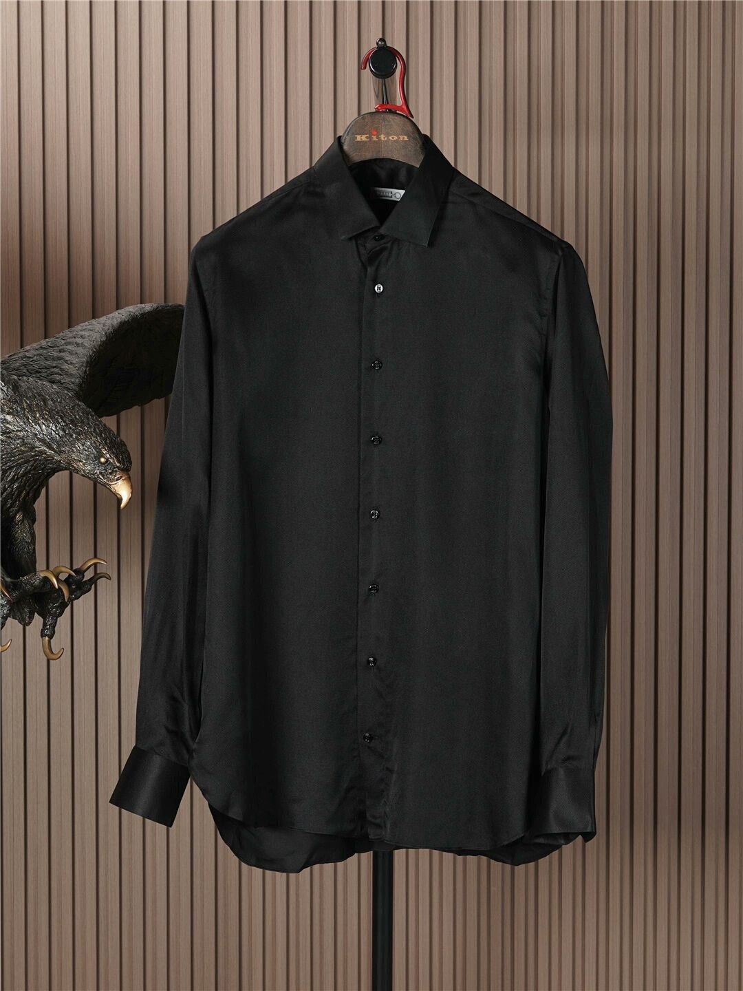 Zilli ZILLI Black Silk Shirt with Mother of Pearl Buttons Size US XS / EU 42 / 0 - 1 Thumbnail
