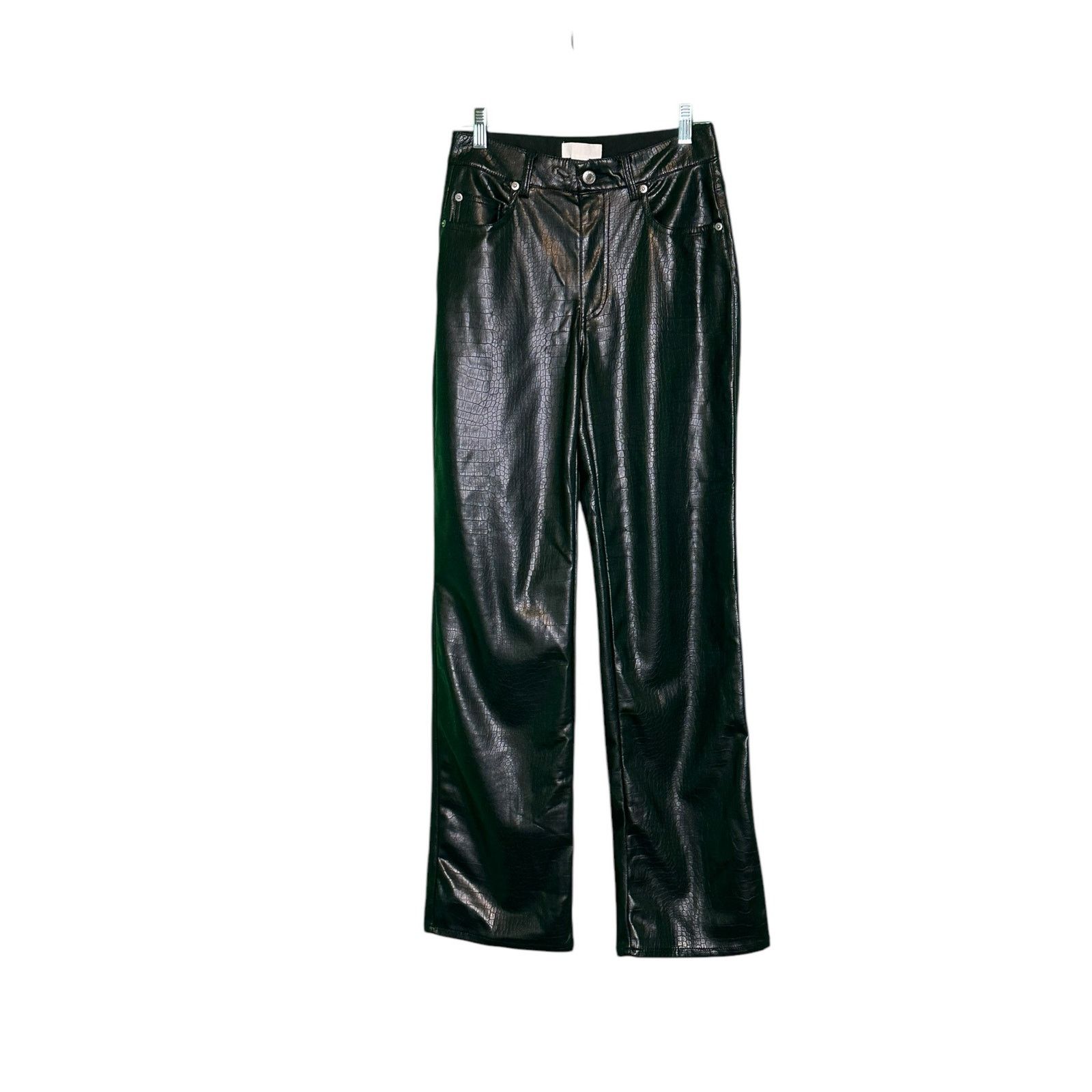 H&M H&M black faux crocodile leather straight leg pants size 4 Size 27" / US 4 / IT 40 - 16 Thumbnail