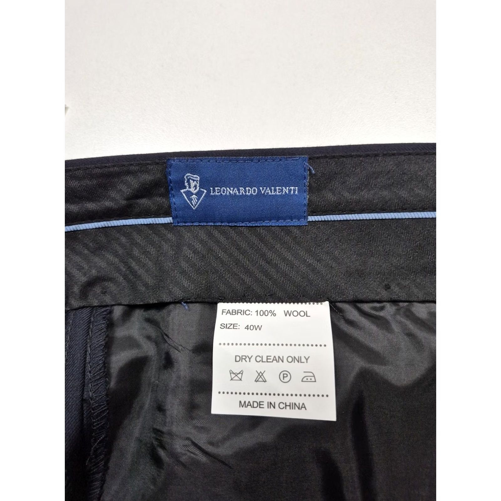 Valentino Leonardo Valenti Suit Pants Mens 40x34 Blue Wool Flat Front Unhemmed NWT 2 Piece Formal Wool Dress Pants Mens Blue 40W/40 Size 40R - 5 Thumbnail