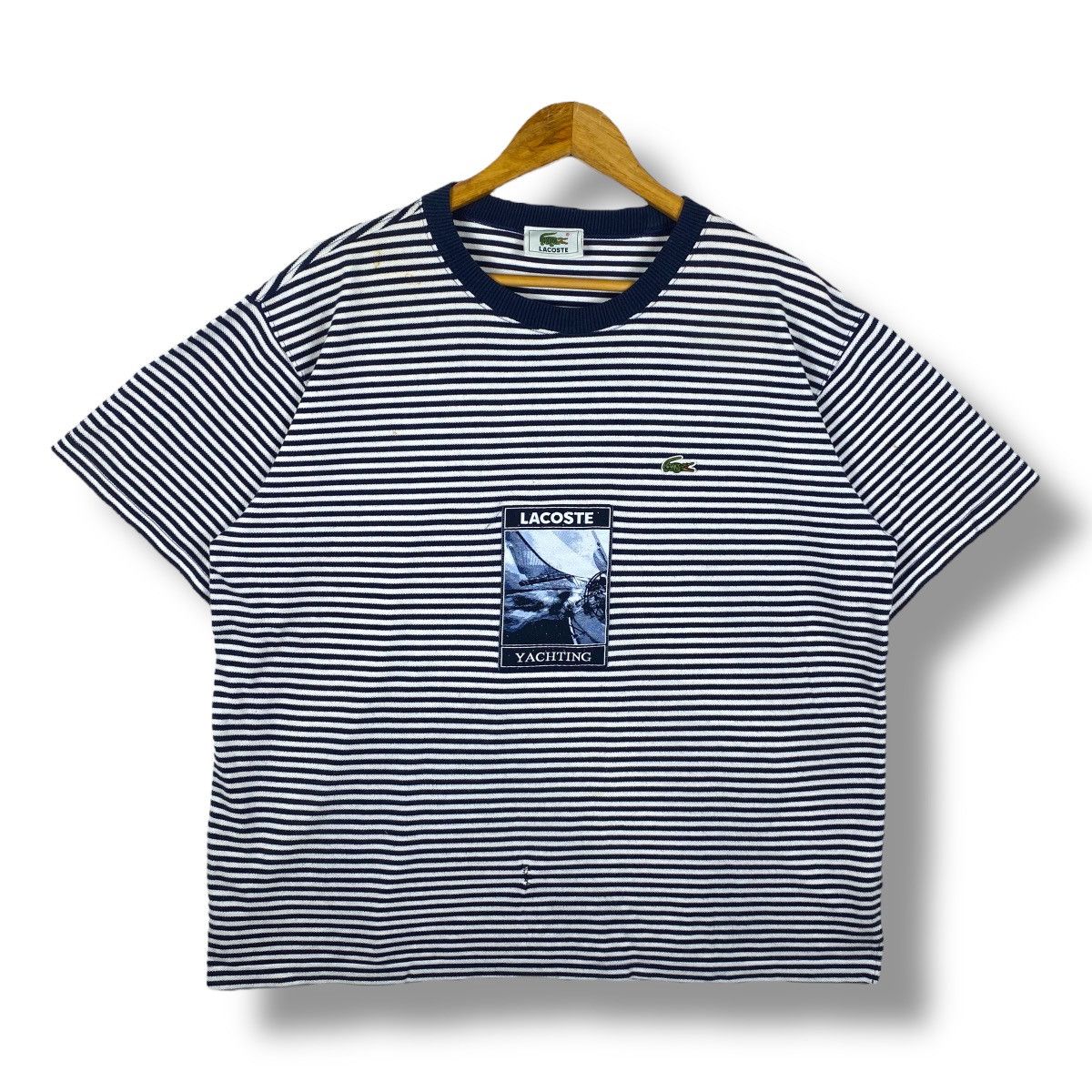 Lacoste × Vintage Vintage 90's LACOSTE YACHTING Graphic Striped Tee Shirt Size US XL / EU 56 / 4 - 1 Thumbnail