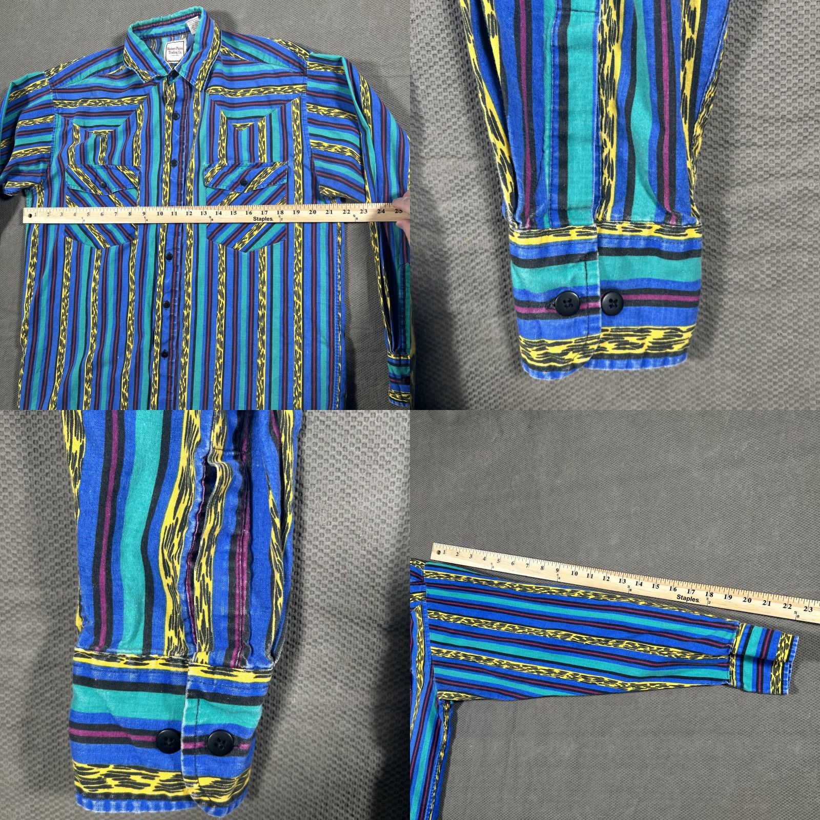 CO Western Plains Trading Co Aztec Brushpopper Shirt Mens Button Up Long Sleeve M Multicolor Cotton Geometric Western All Seasons Pockets Mens Size US M / EU 48-50 / 2 - 8 Thumbnail